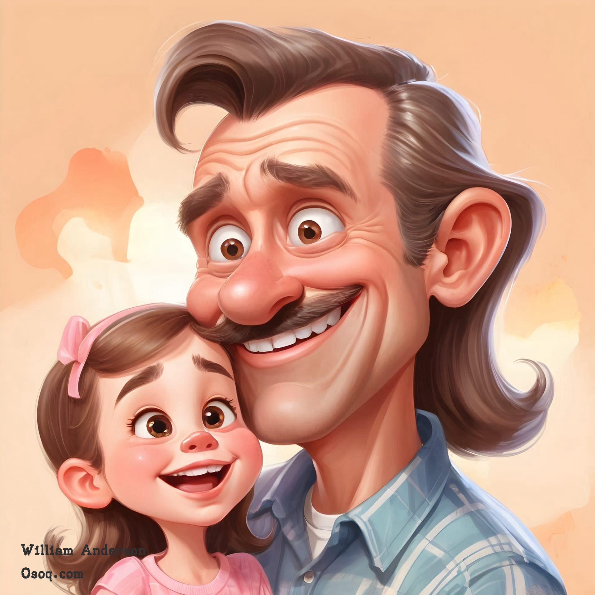 Cartoon father and daughter 08