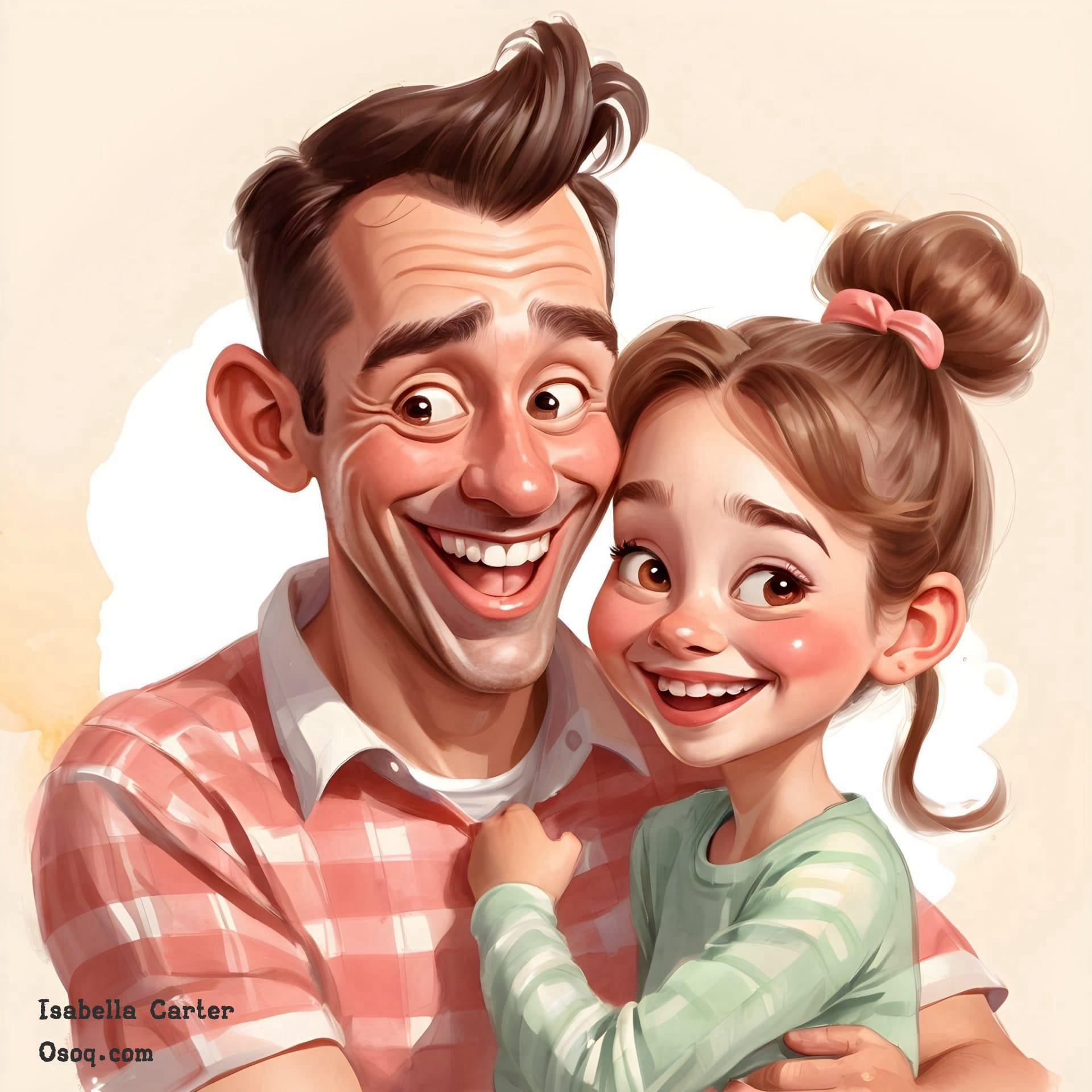Cartoon father and daughter 10