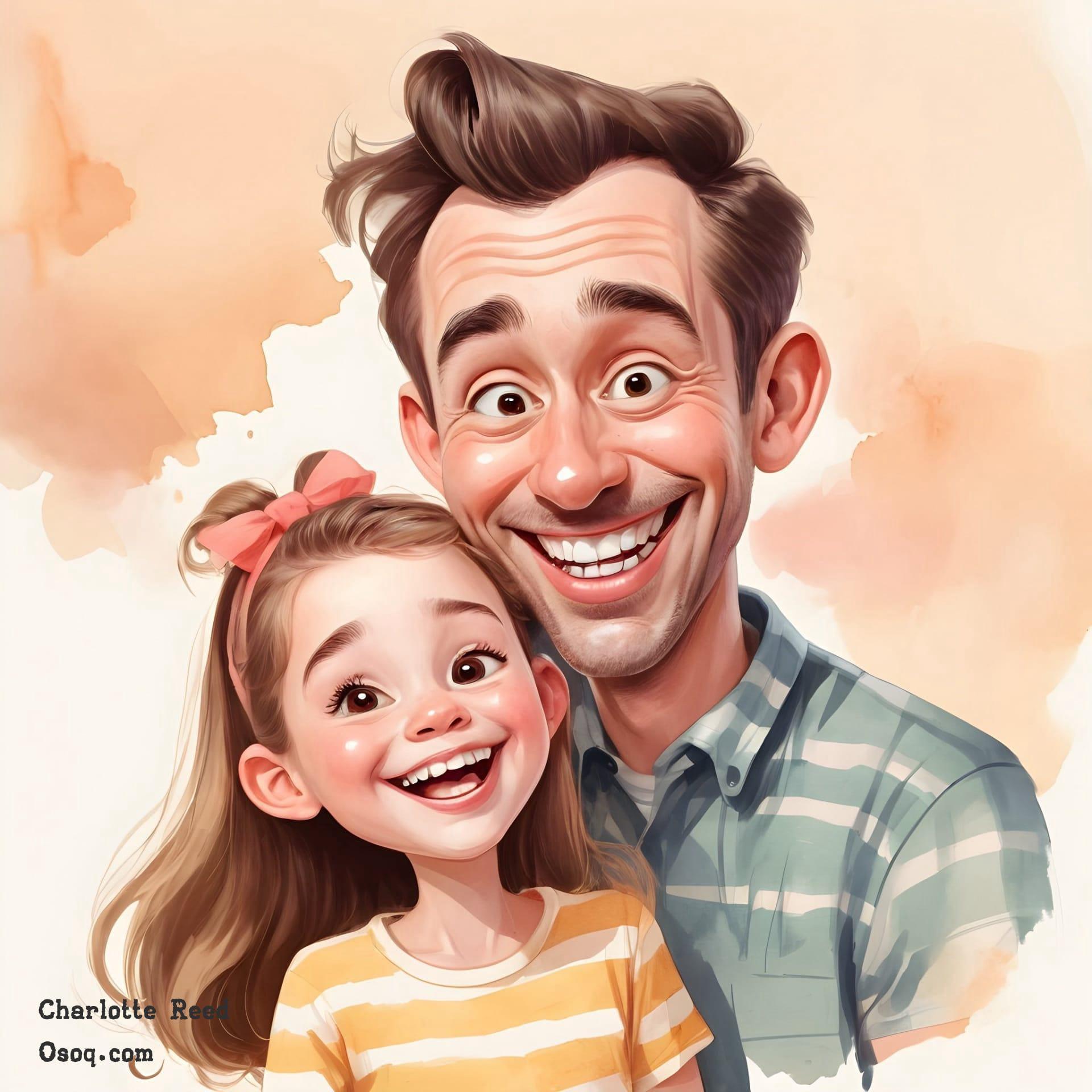 Cartoon father and daughter 11