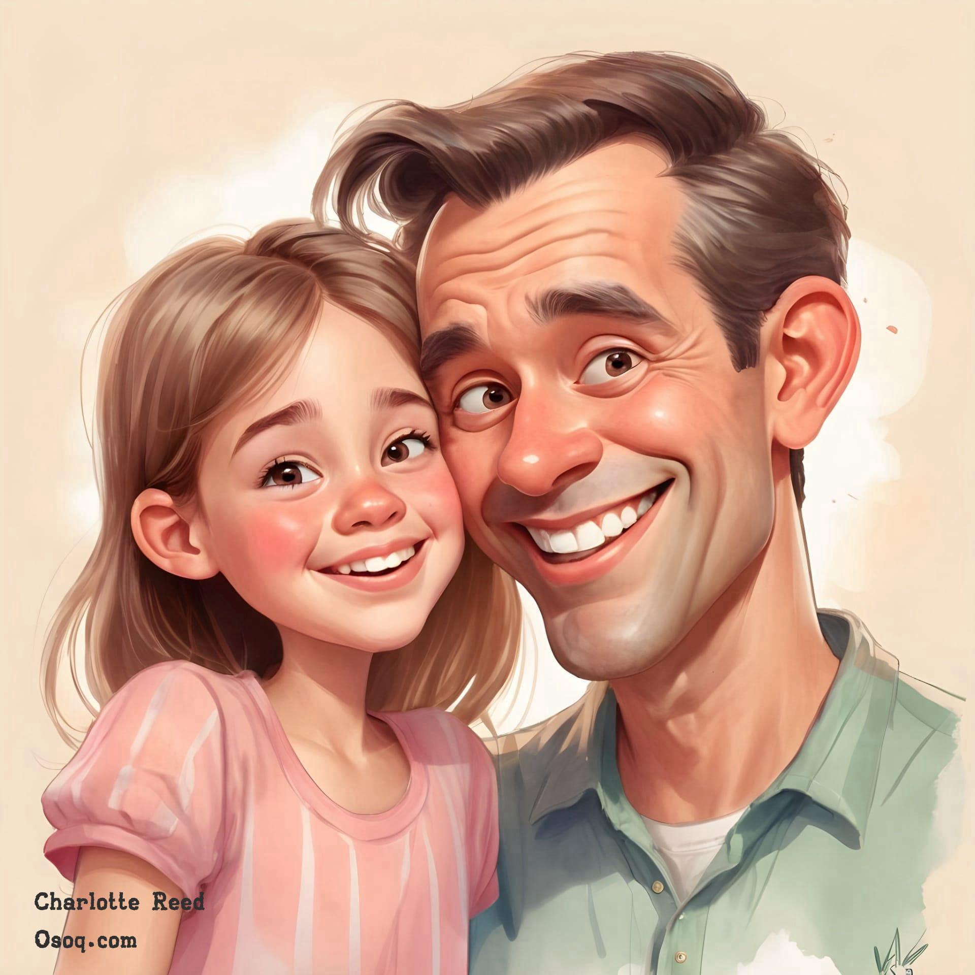 Cartoon father and daughter 12