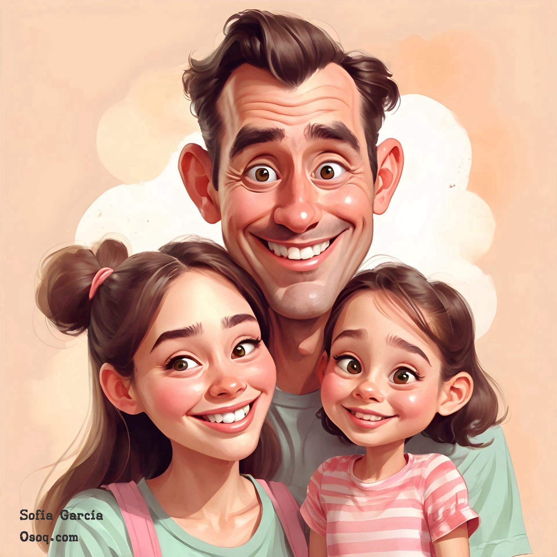 Cartoon father and daughter 14