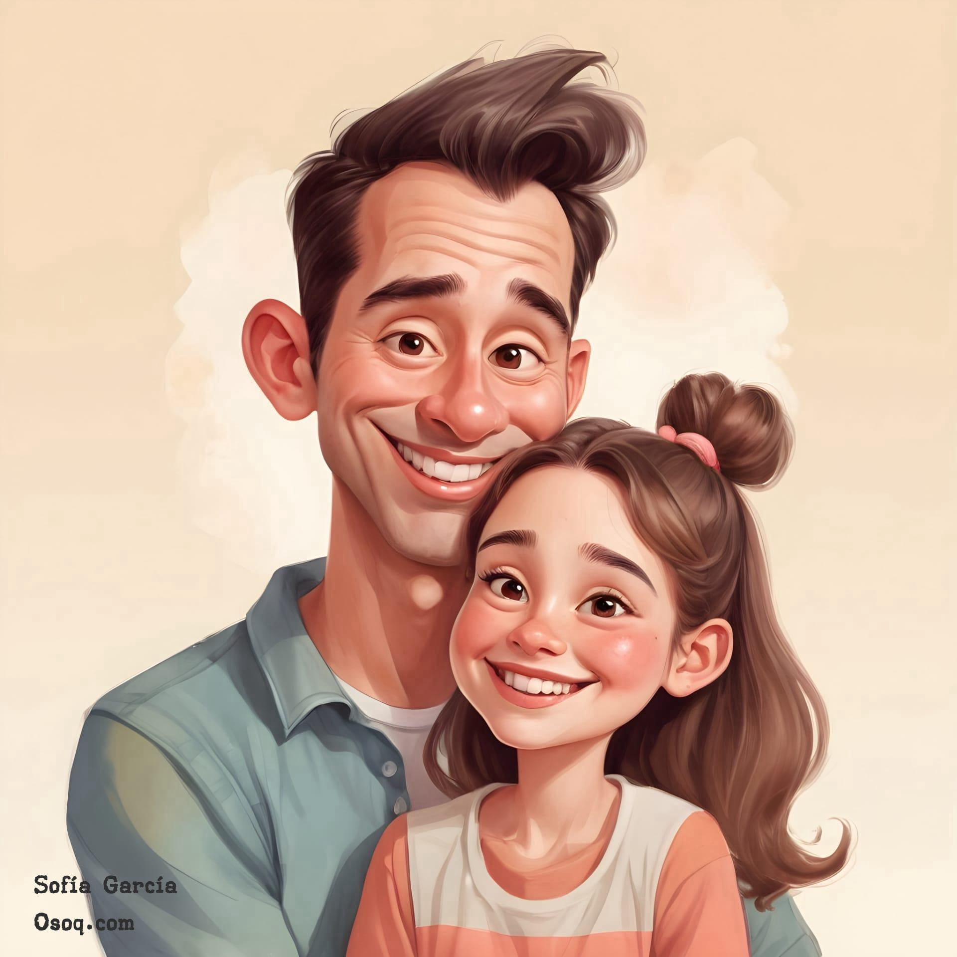 Cartoon father and daughter 15