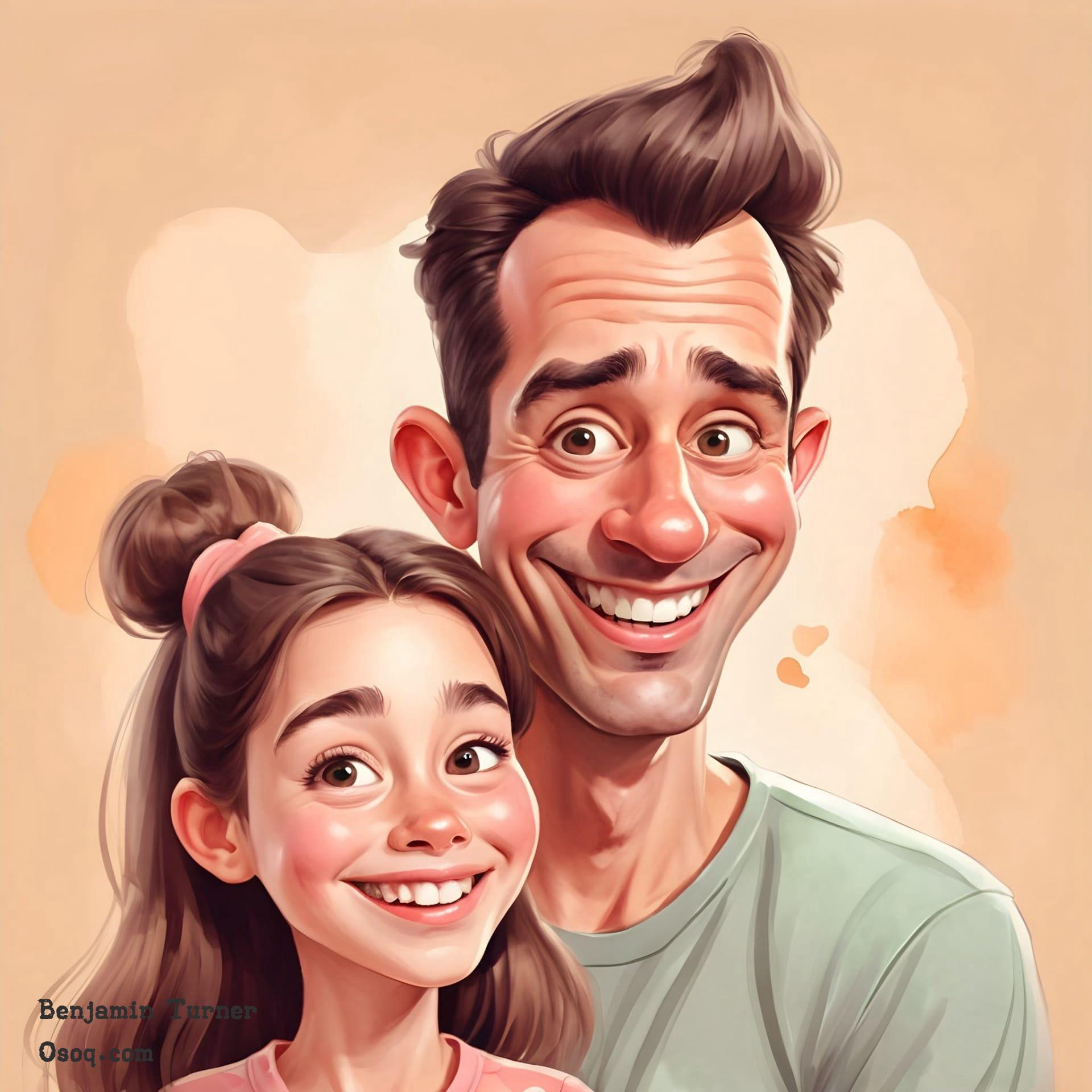 Cartoon father and daughter 16