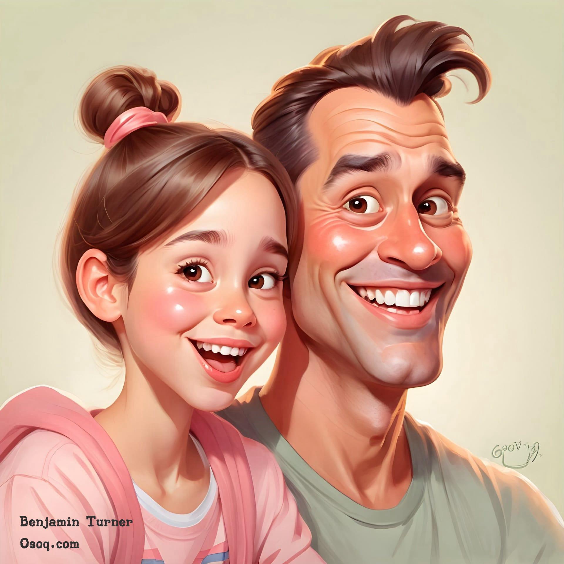 Cartoon father and daughter 17