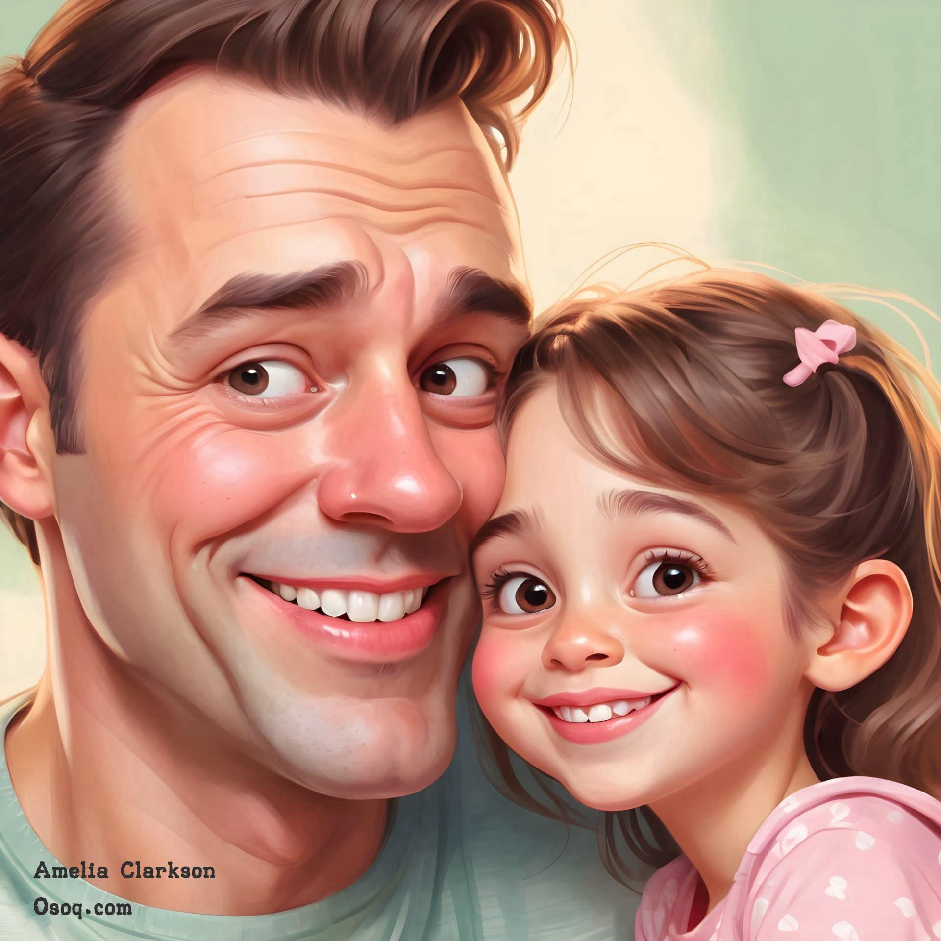 Cartoon father and daughter 18