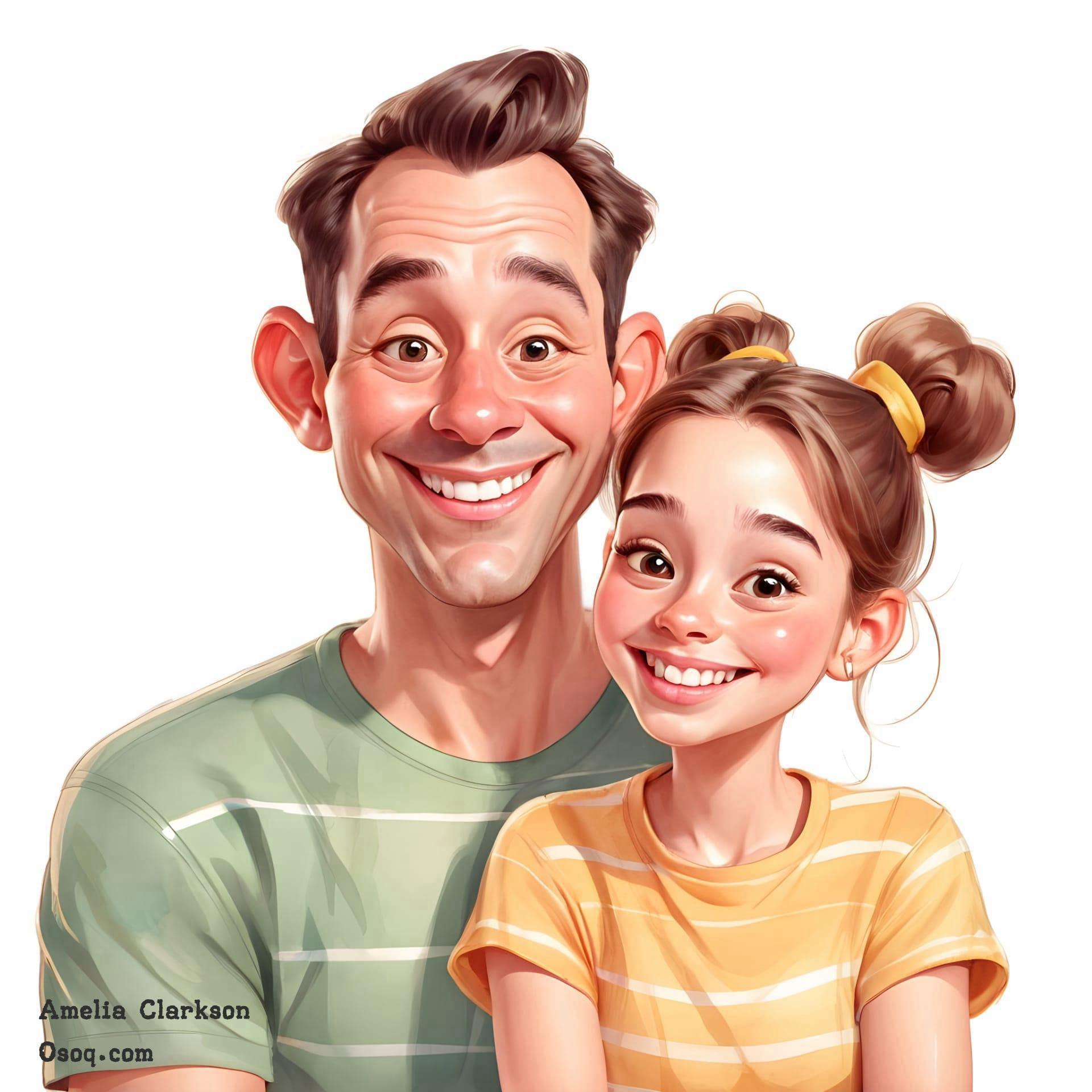 Cartoon father and daughter 19