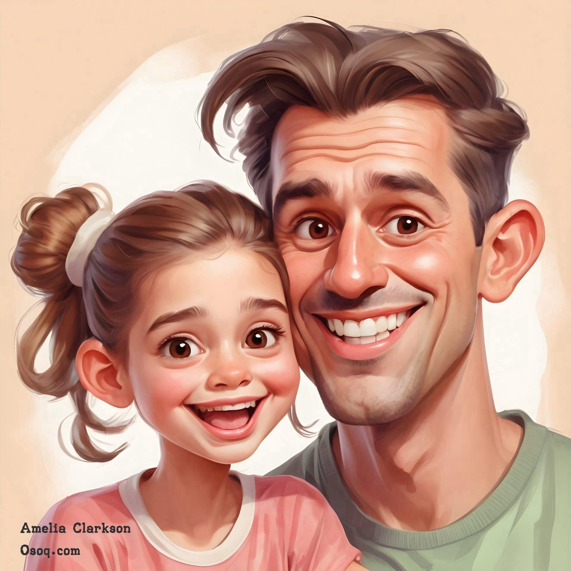 Cartoon father and daughter 20
