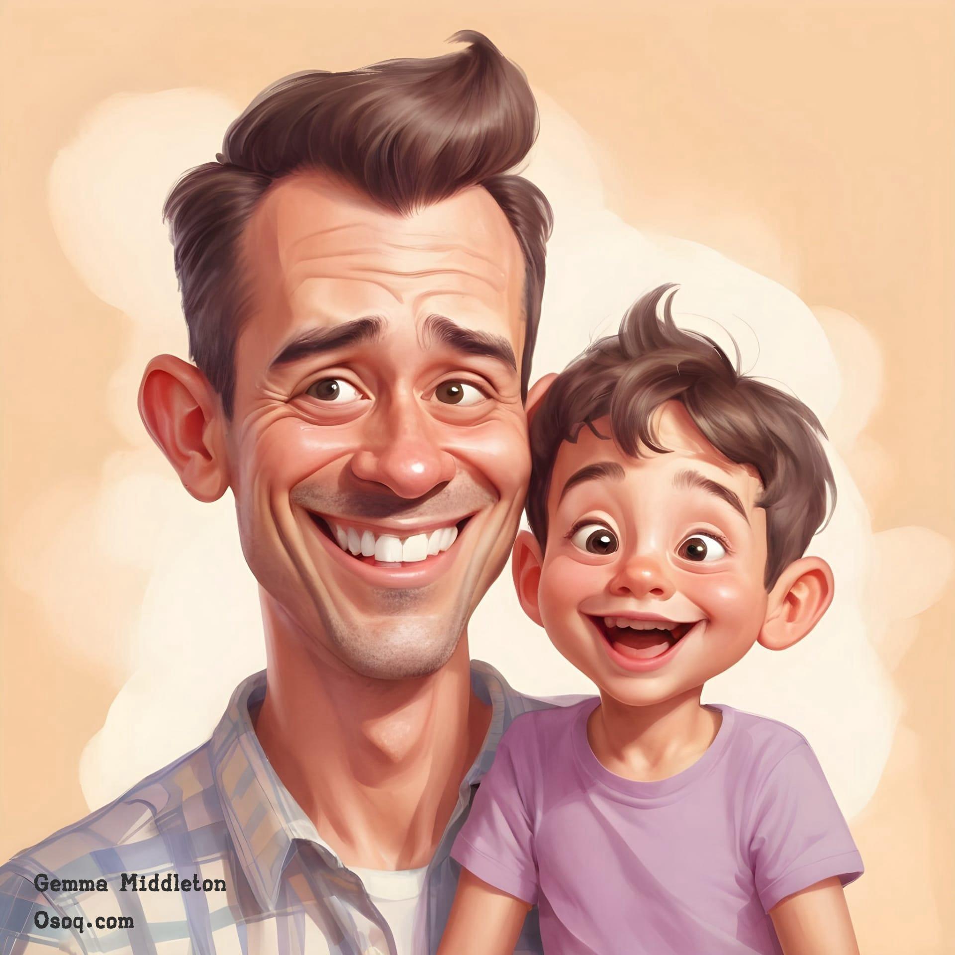 Cartoon father and son 03