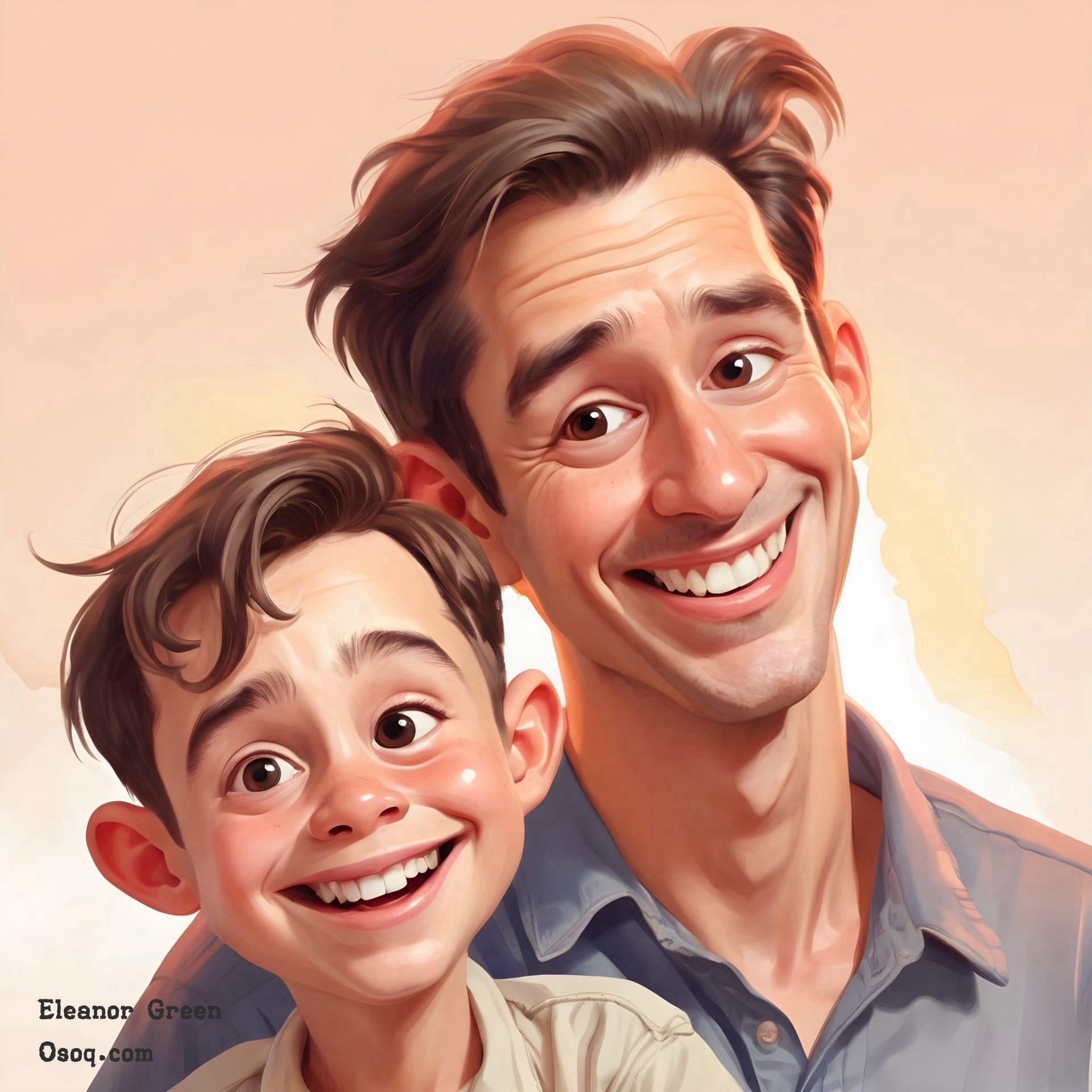 Cartoon father and son 05