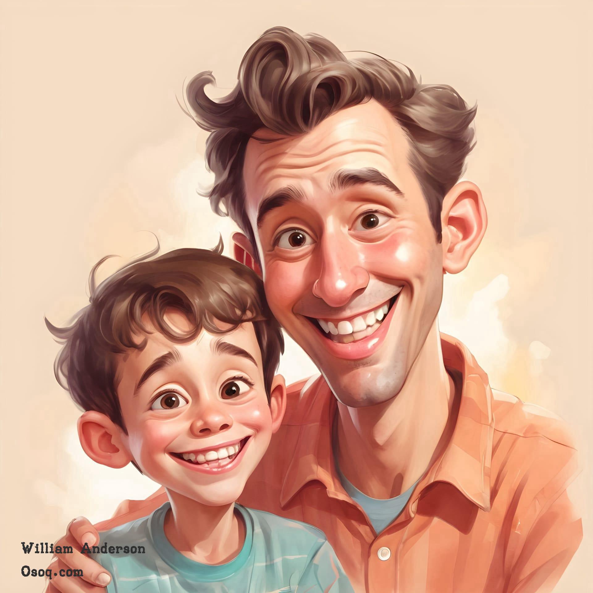 Cartoon father and son 08