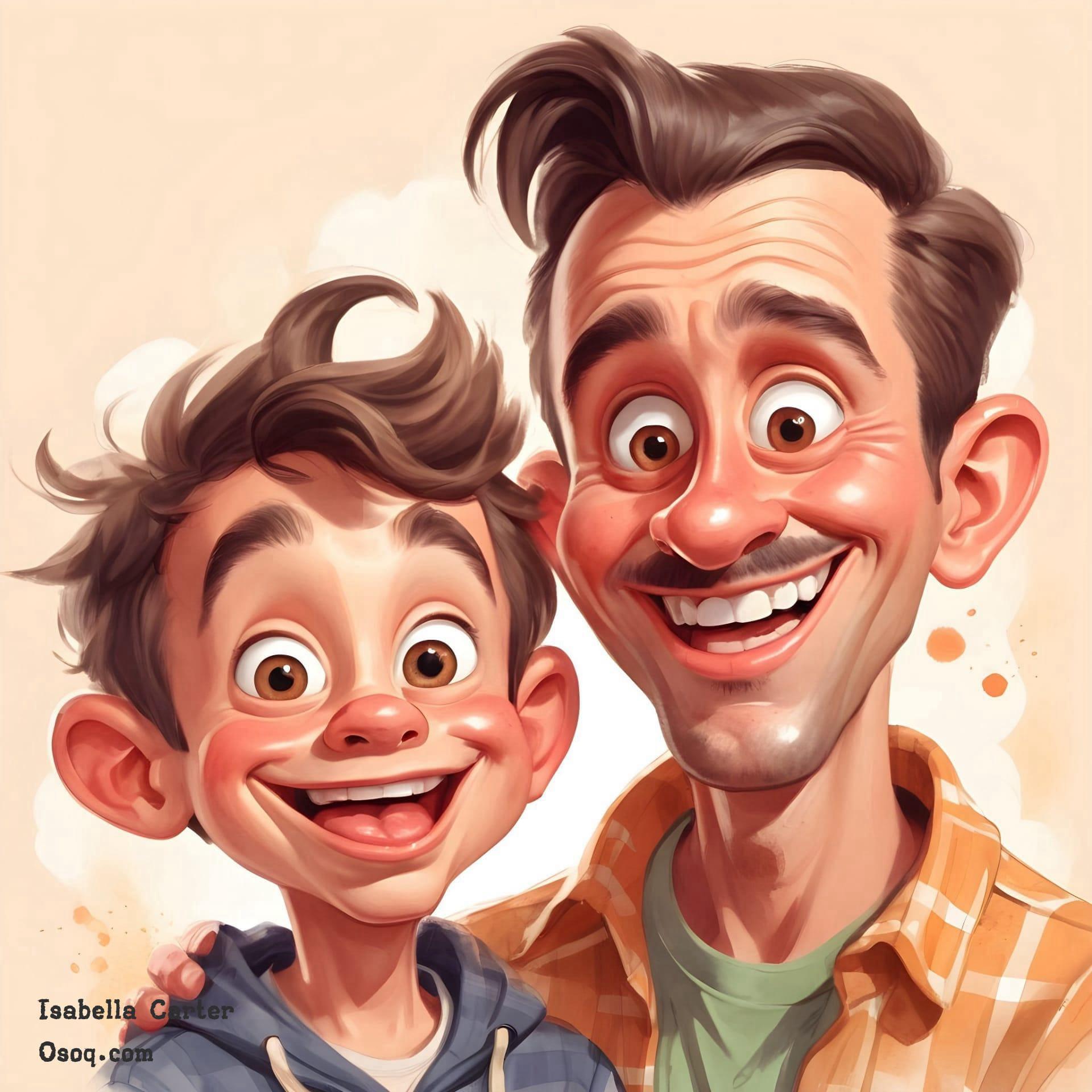 Cartoon father and son 09