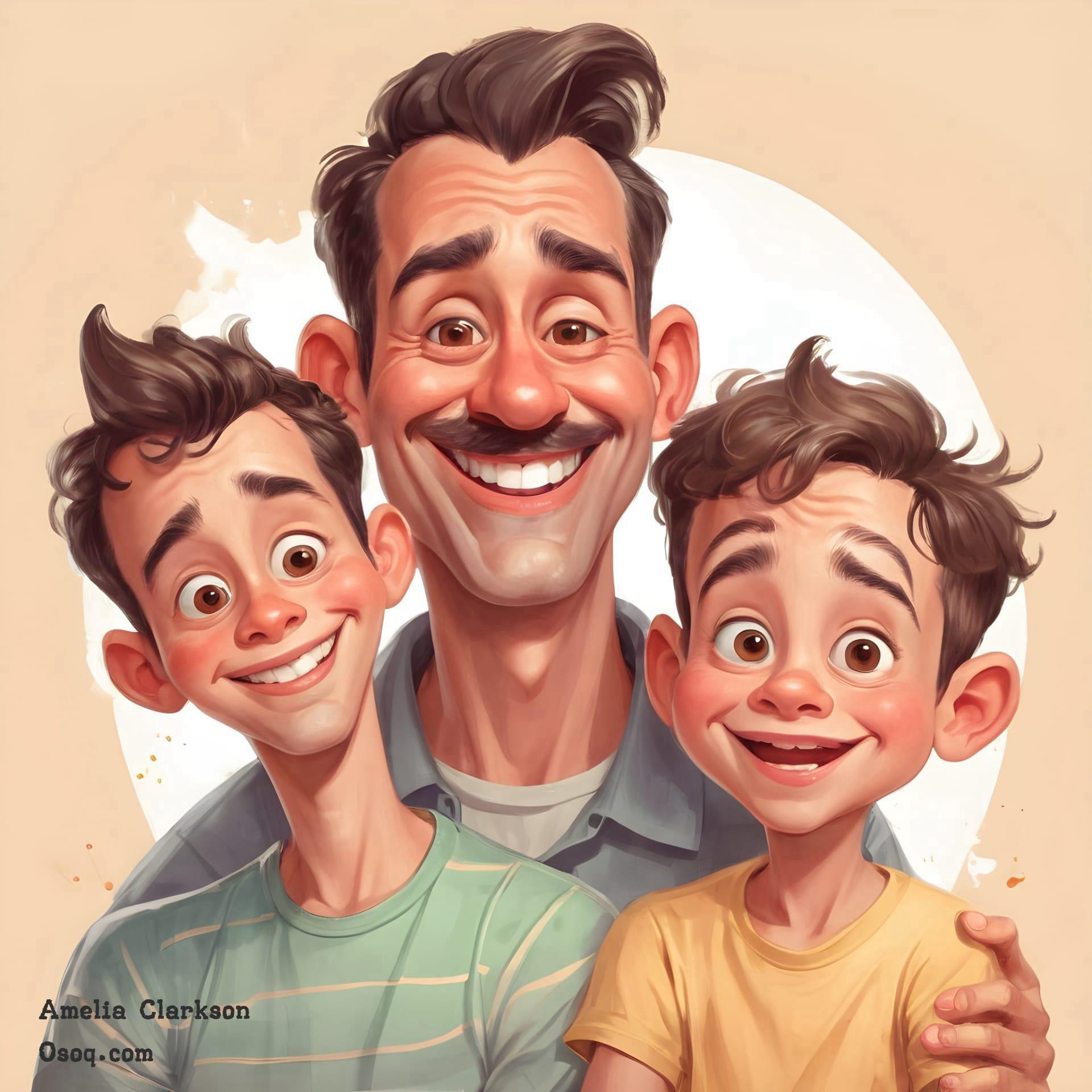 Cartoon father and son 18