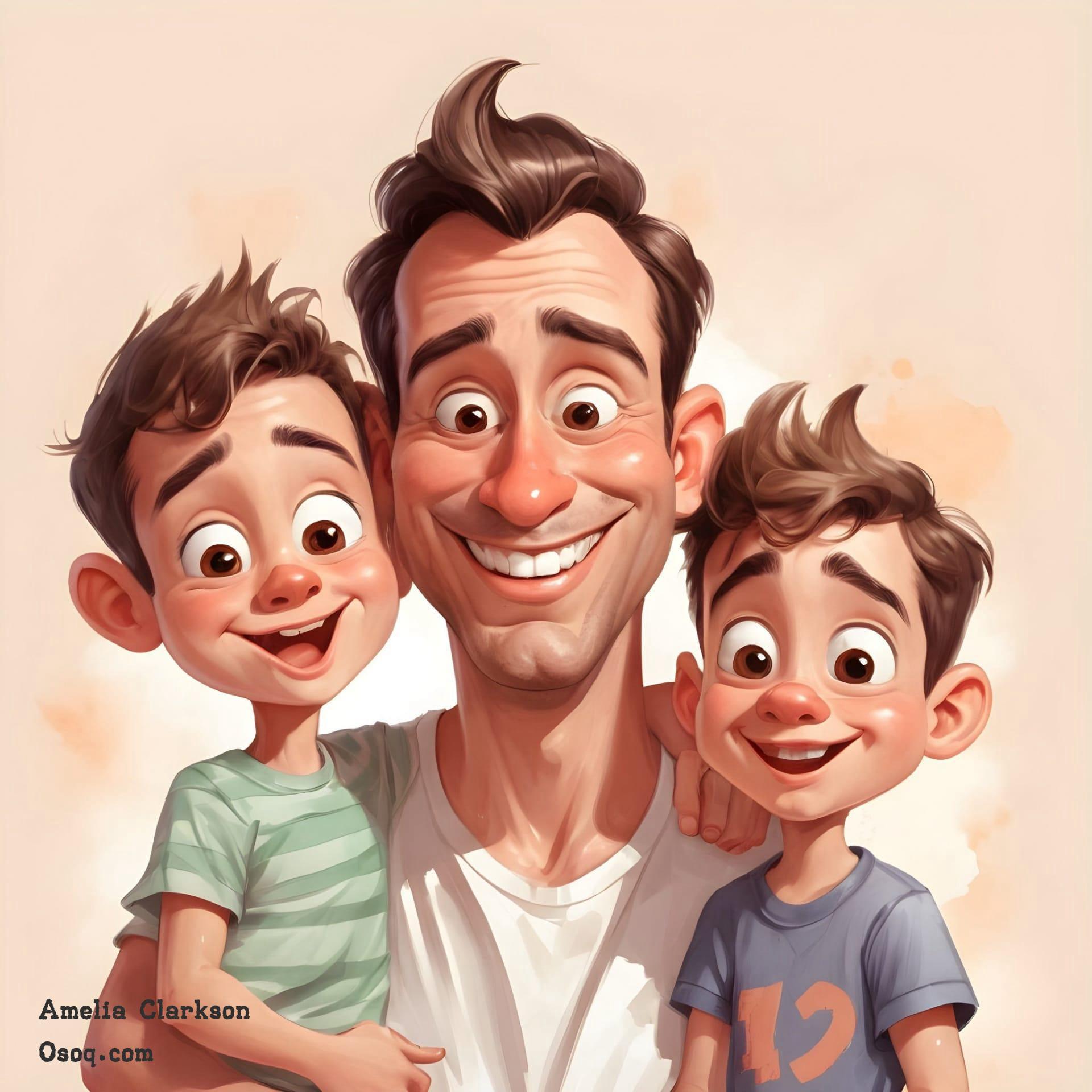 Cartoon father and son 19