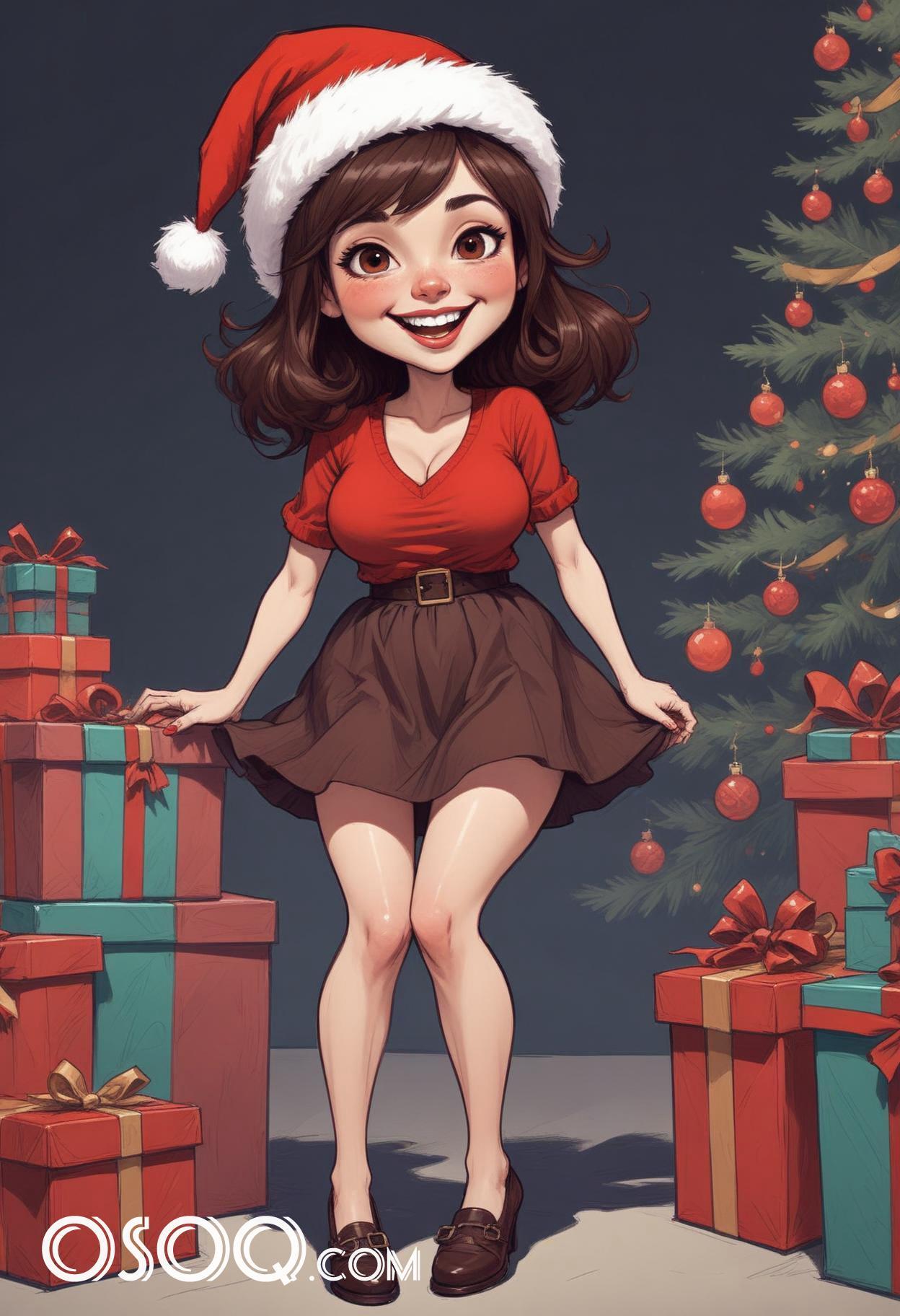 Christmas american female cartoon caricature drawing 07