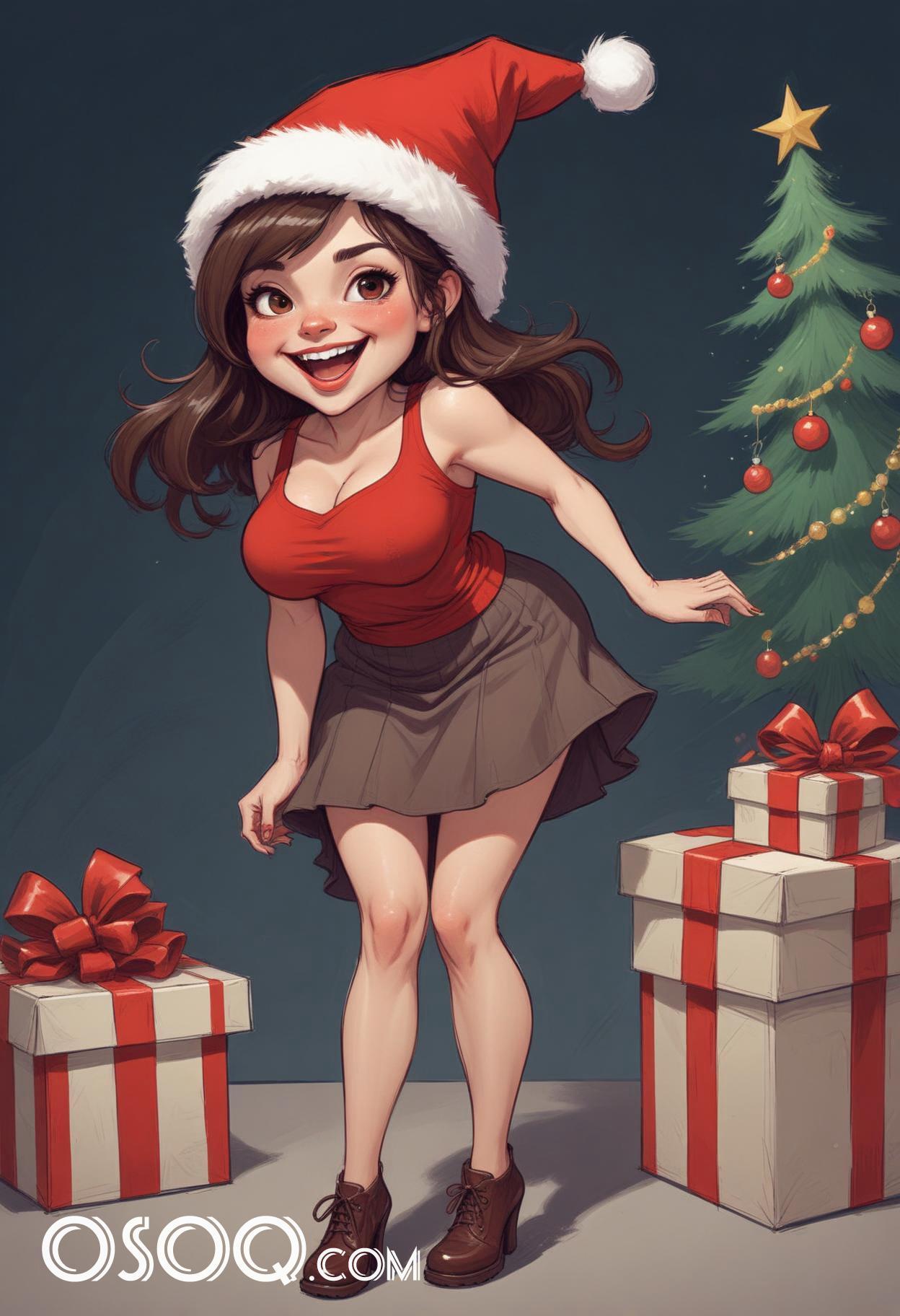 Christmas american female cartoon caricature drawing 15