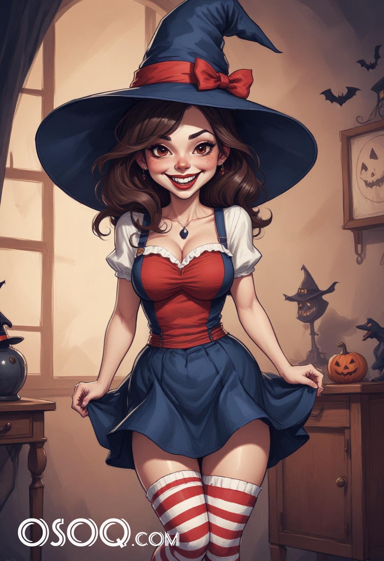 Cute halloween witch cartoon drawing 05