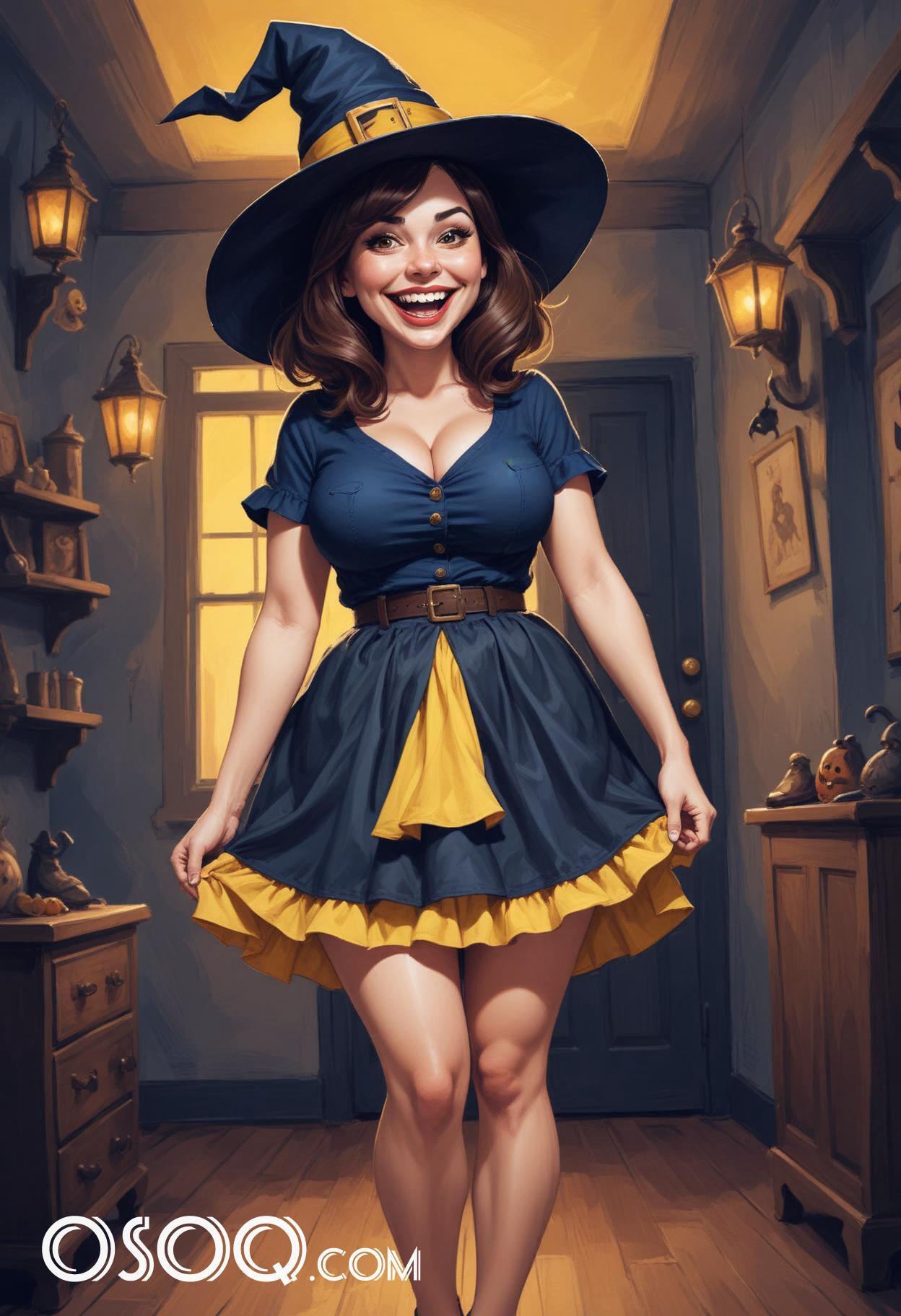 Halloween cute girl cartoon caricature drawing 12