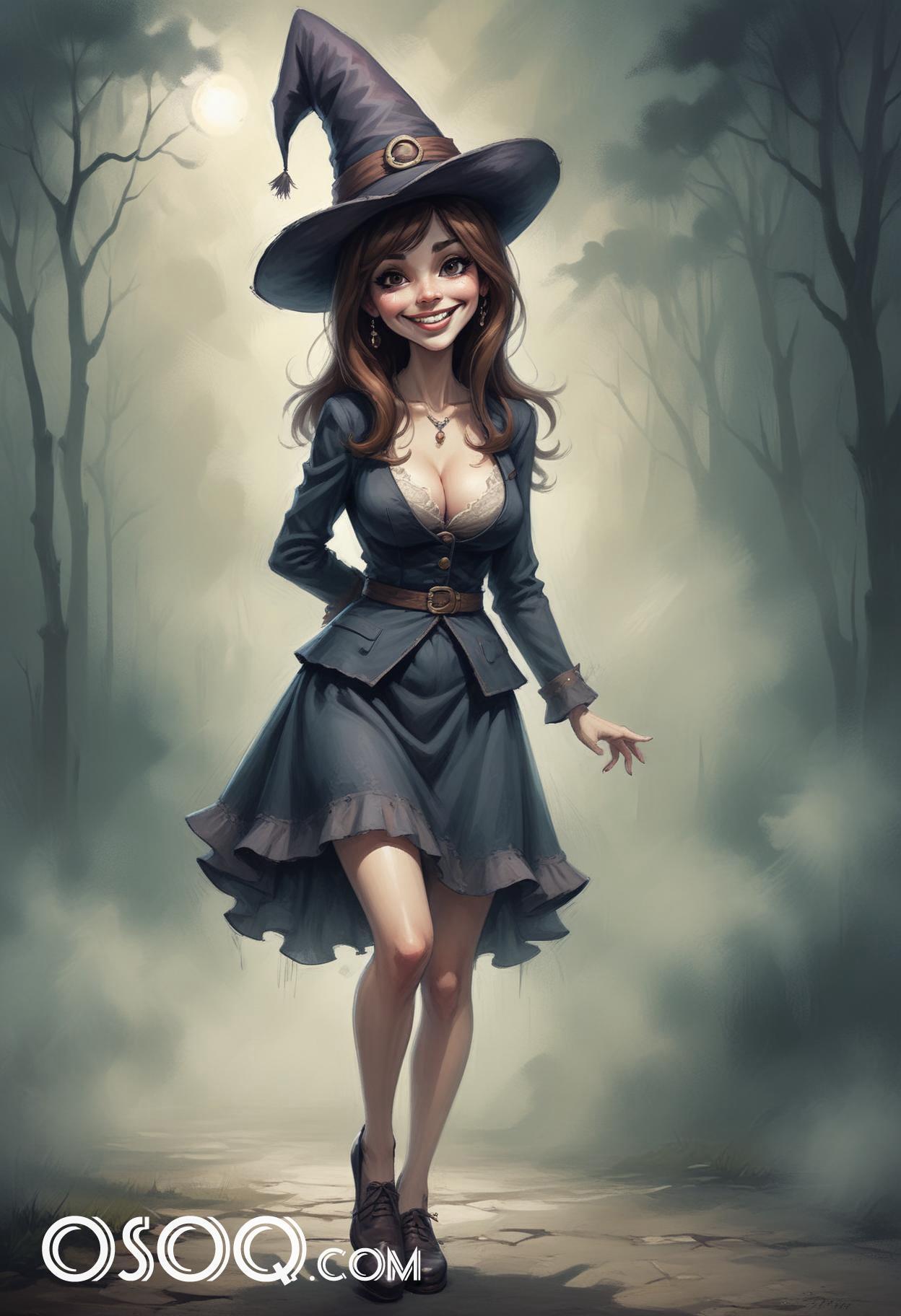 Halloween girl pfp dark cartoon caricature drawing 10