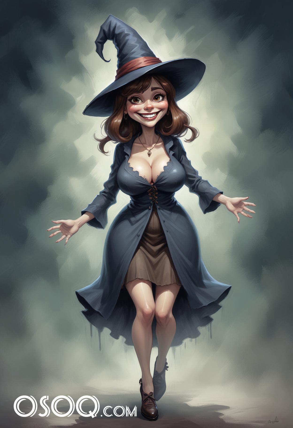 Halloween sorceress pfp cartoon caricature drawing 17