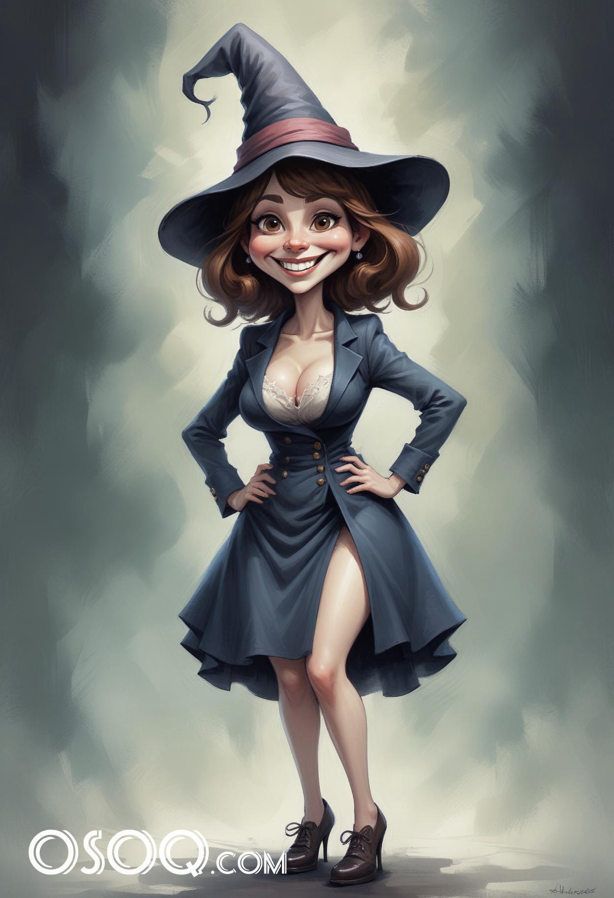 Halloween sorceress pfp cartoon caricature drawing 18