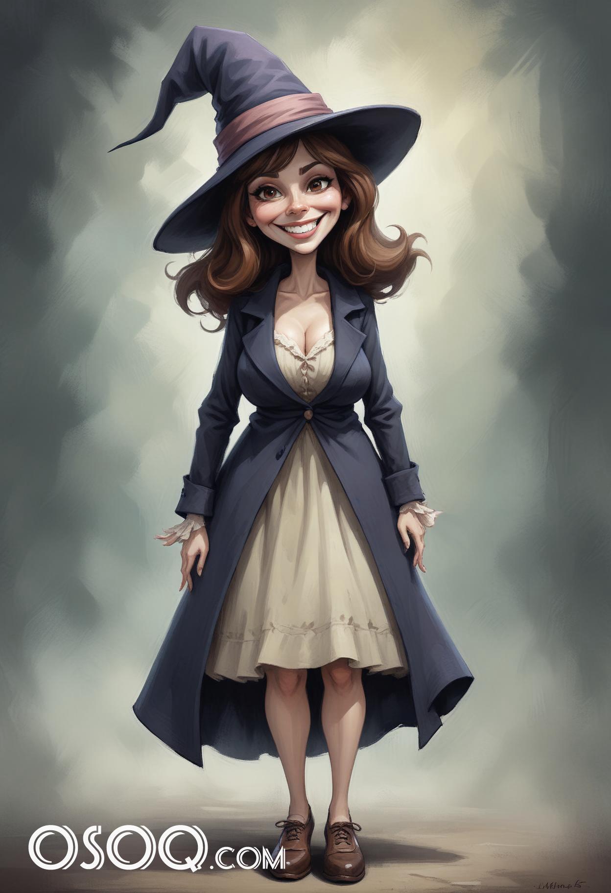 Halloween sorceress pfp cartoon caricature drawing 19