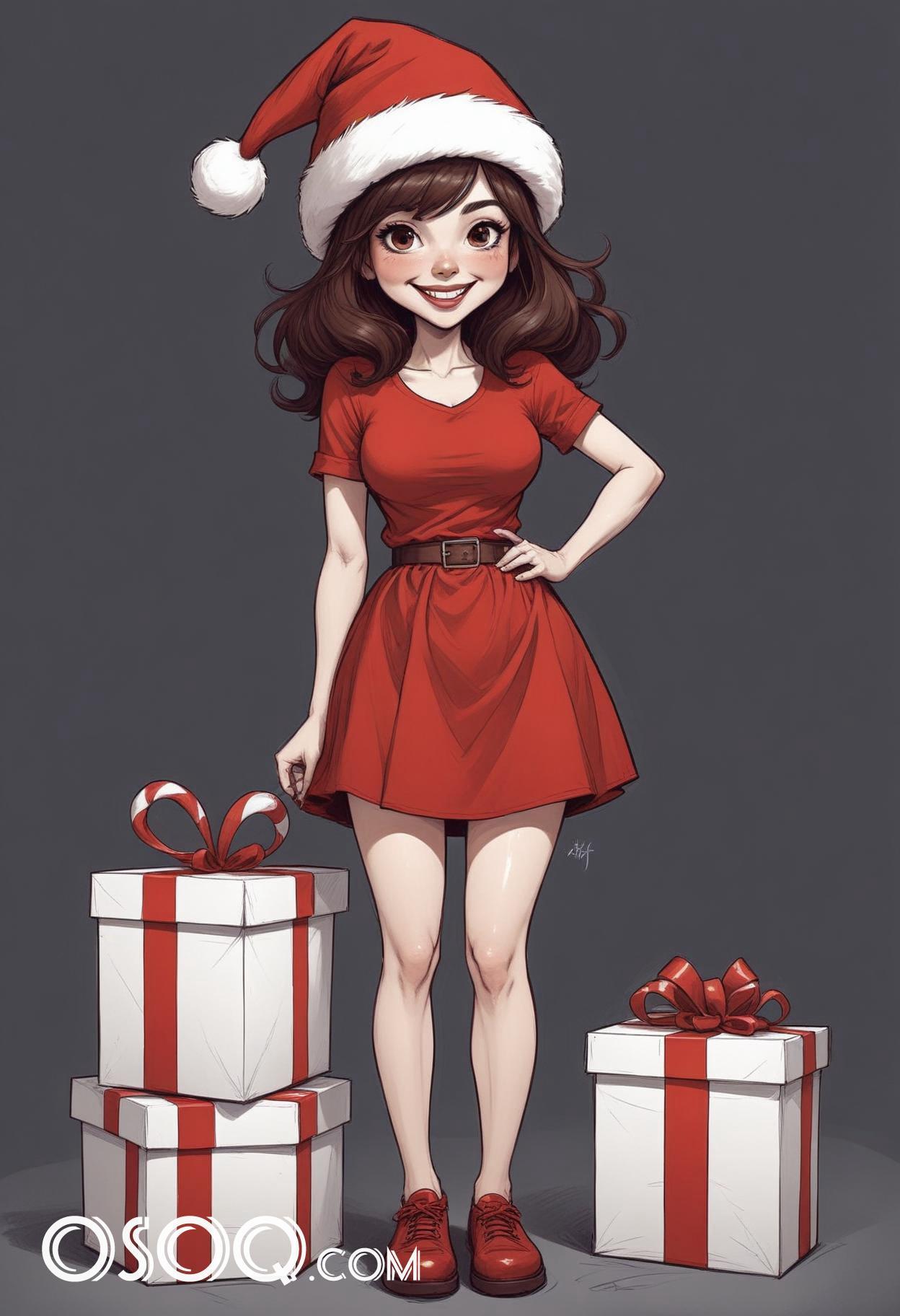 Merry christmas pretty lady cartoon caricature drawing 20