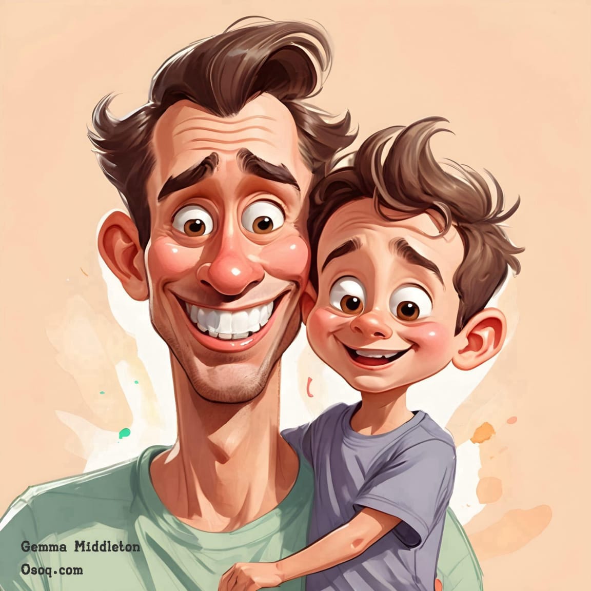 cartoon father and son