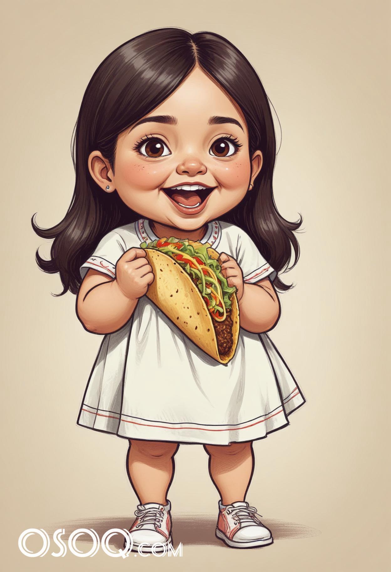 Cute mexican child cartoon caricature drawing 18