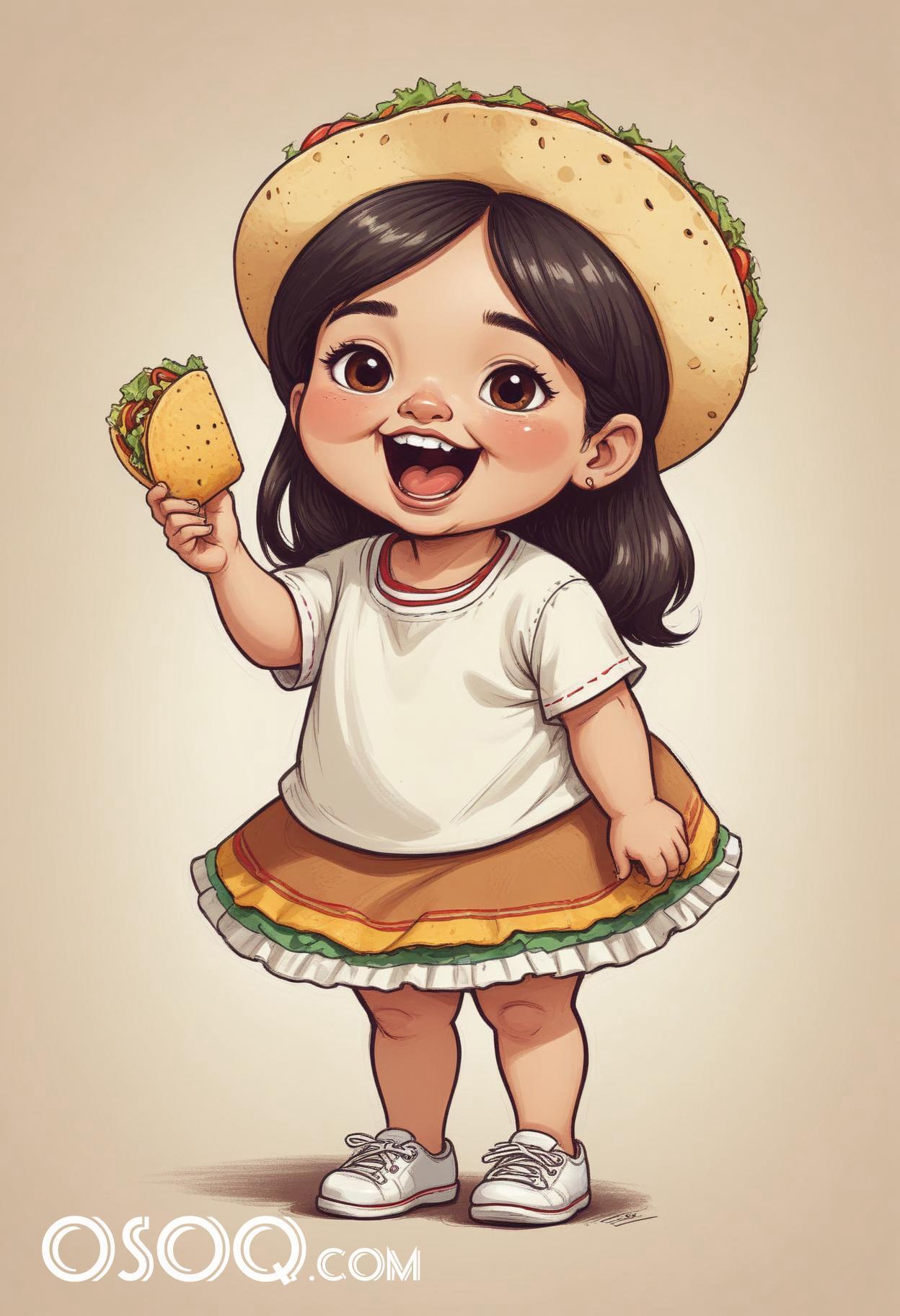 Cute mexican child cartoon caricature drawing 20