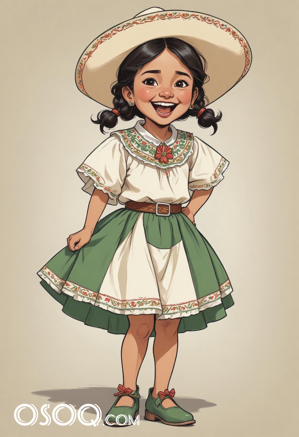 Cute mexican girl cartoon caricature drawing 10