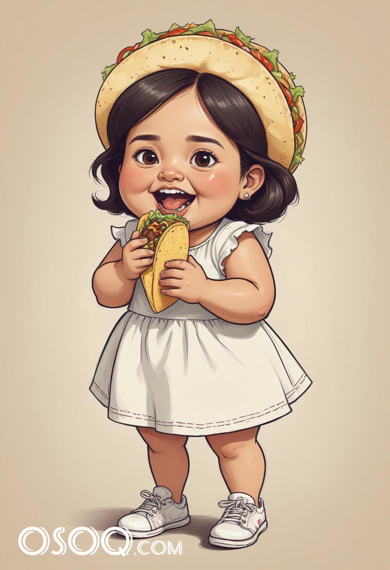 Cute mexican girl cartoon caricature drawing 11