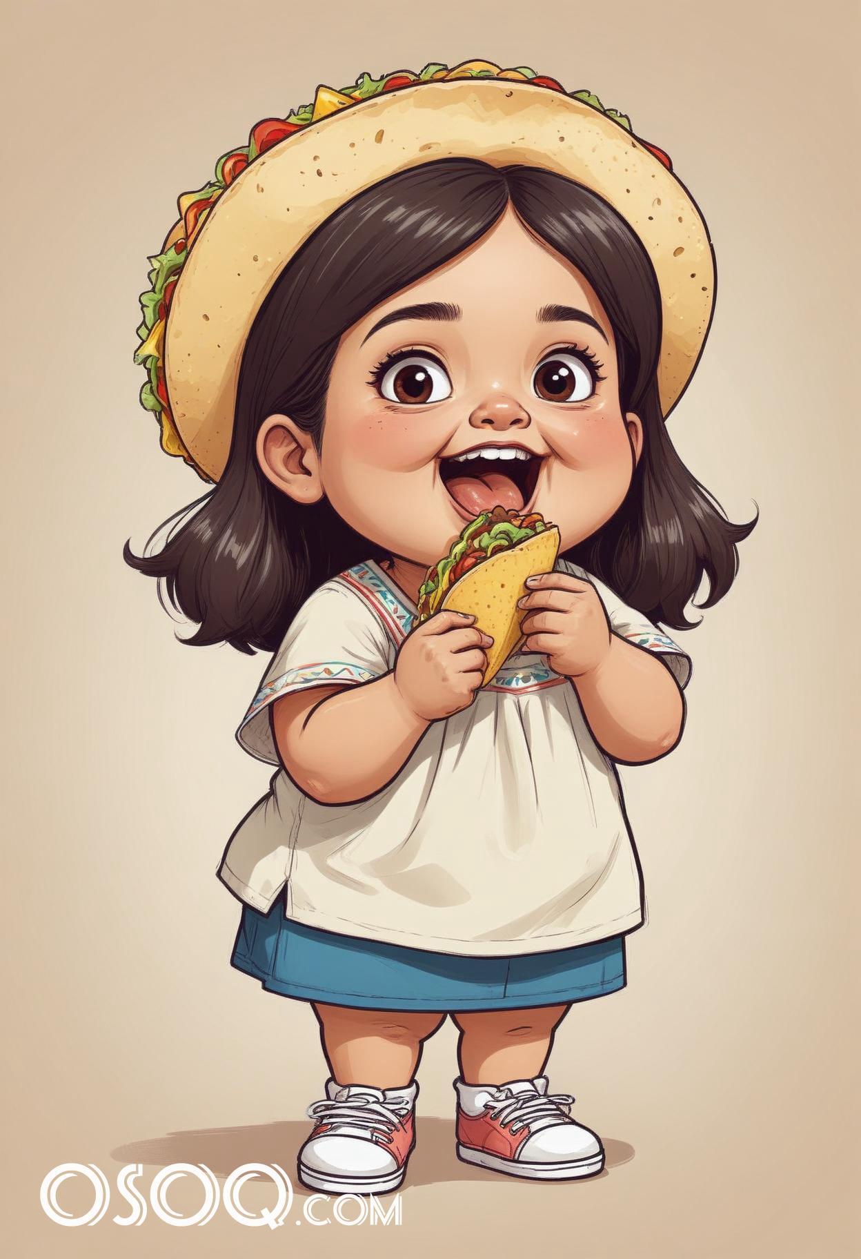 Cute mexican girl cartoon caricature drawing 12