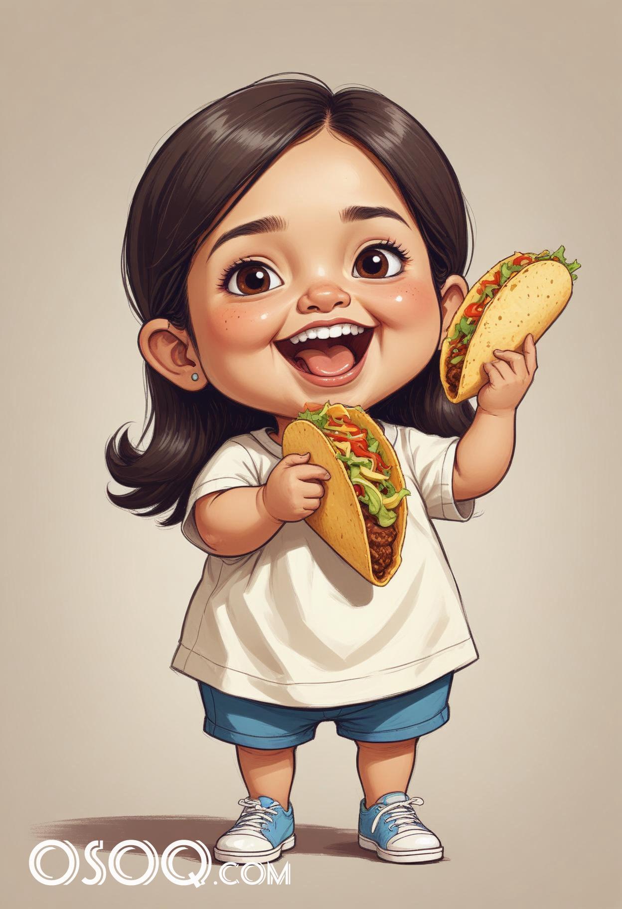 Cute mexican girl cartoon caricature drawing 17