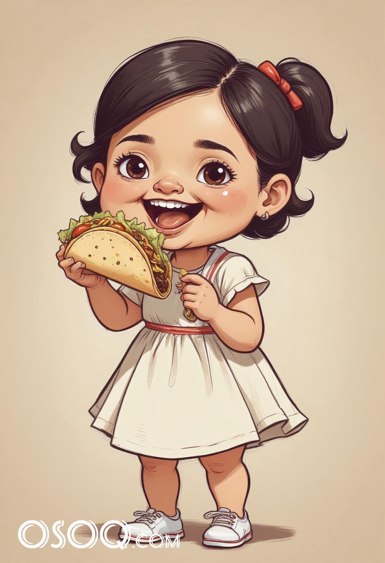 Cute mexican girl cartoon caricature drawing 18