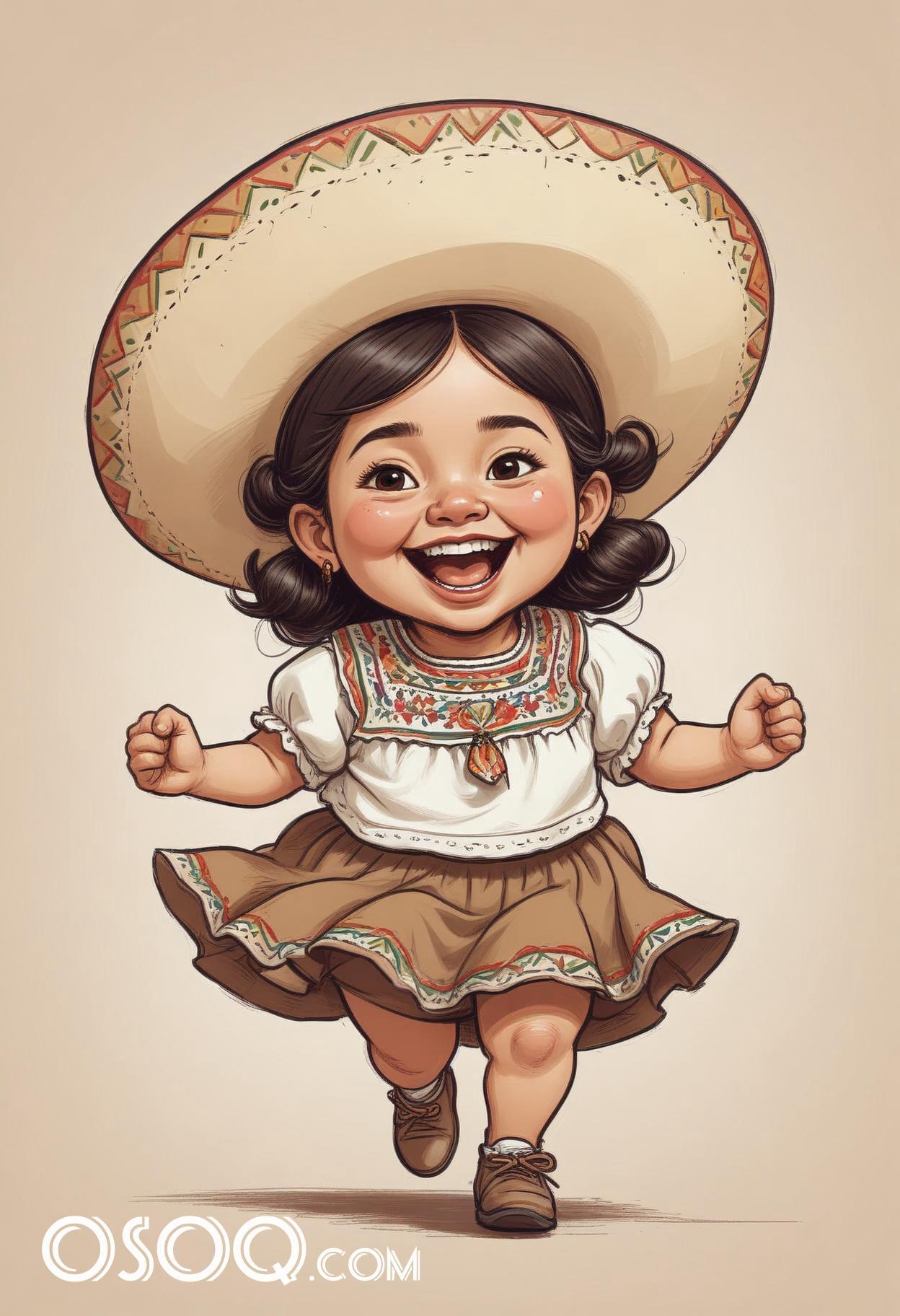 Cute mexican girl cartoon caricature drawing 20