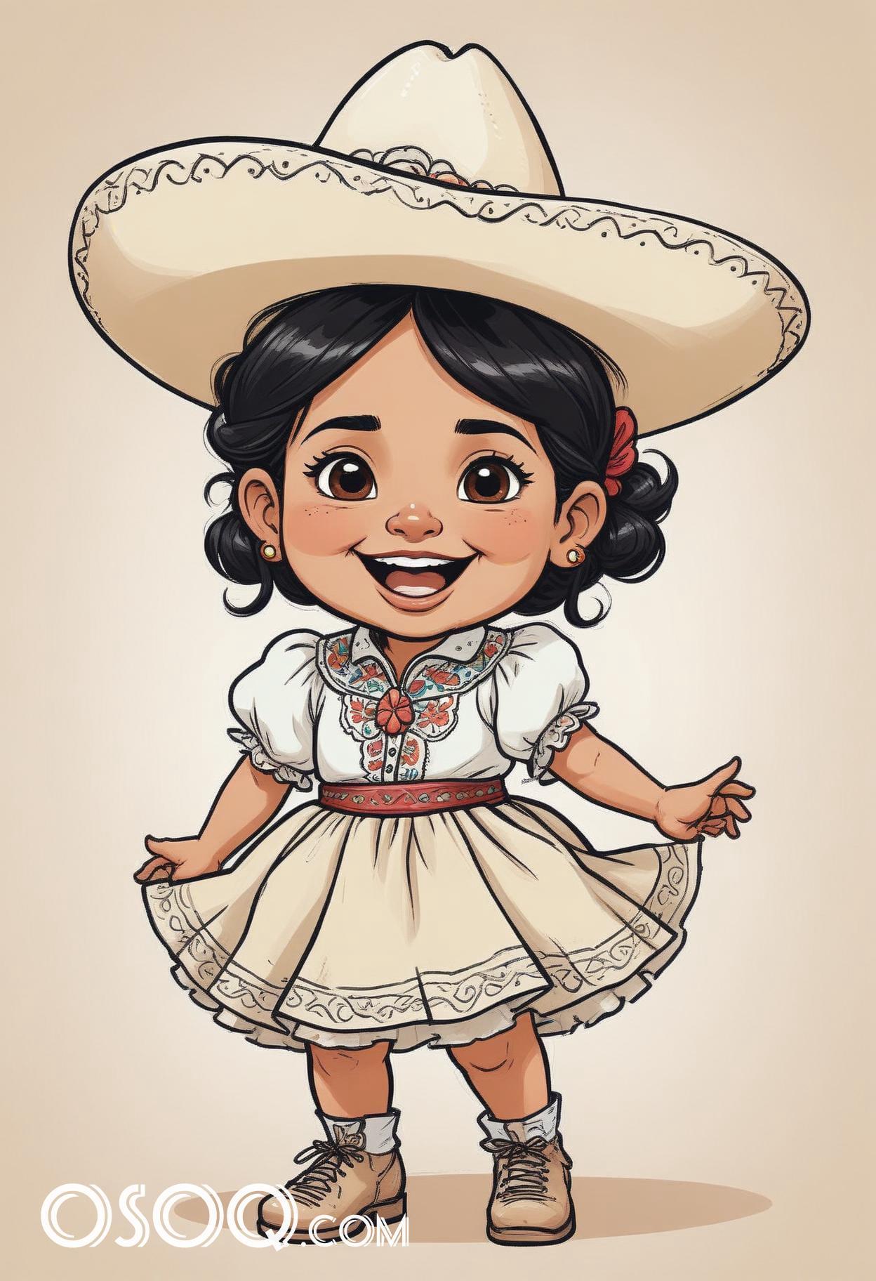 Cute mexican kid cartoon caricature drawing 13