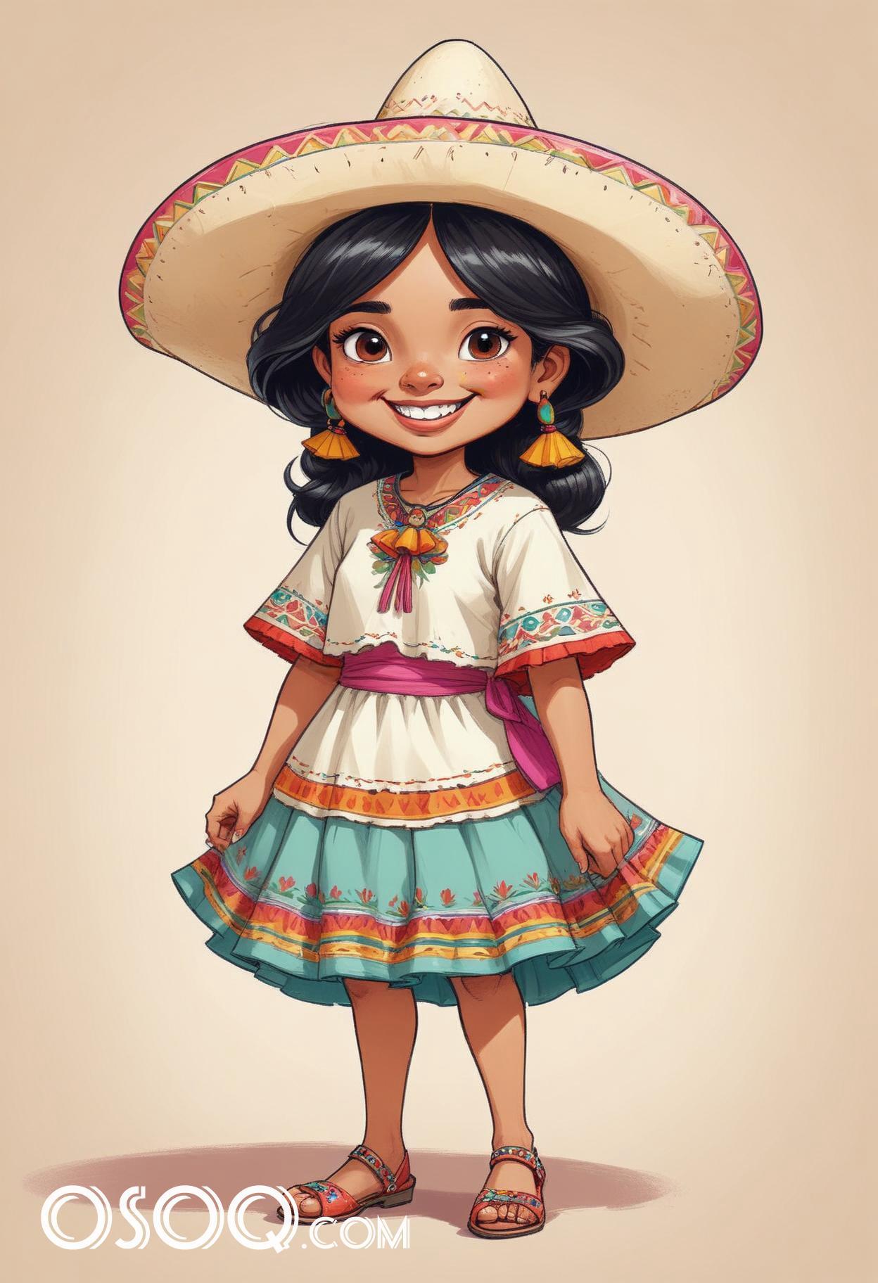 Cute mexican kid cartoon caricature drawing 17