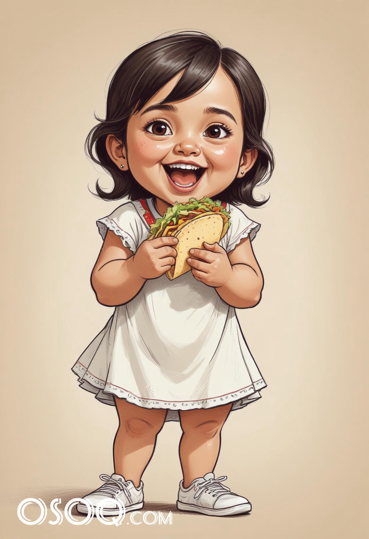 Cute mexican kid cartoon caricature drawing 18