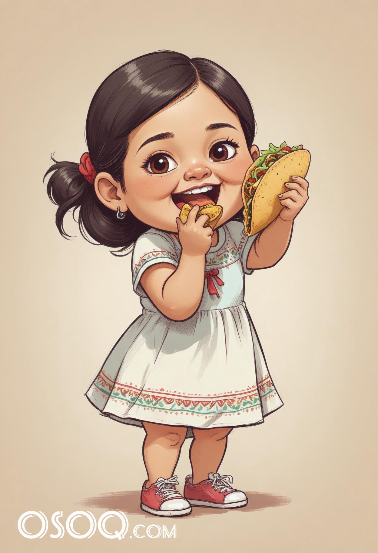 Cute mexican kid cartoon caricature drawing 19