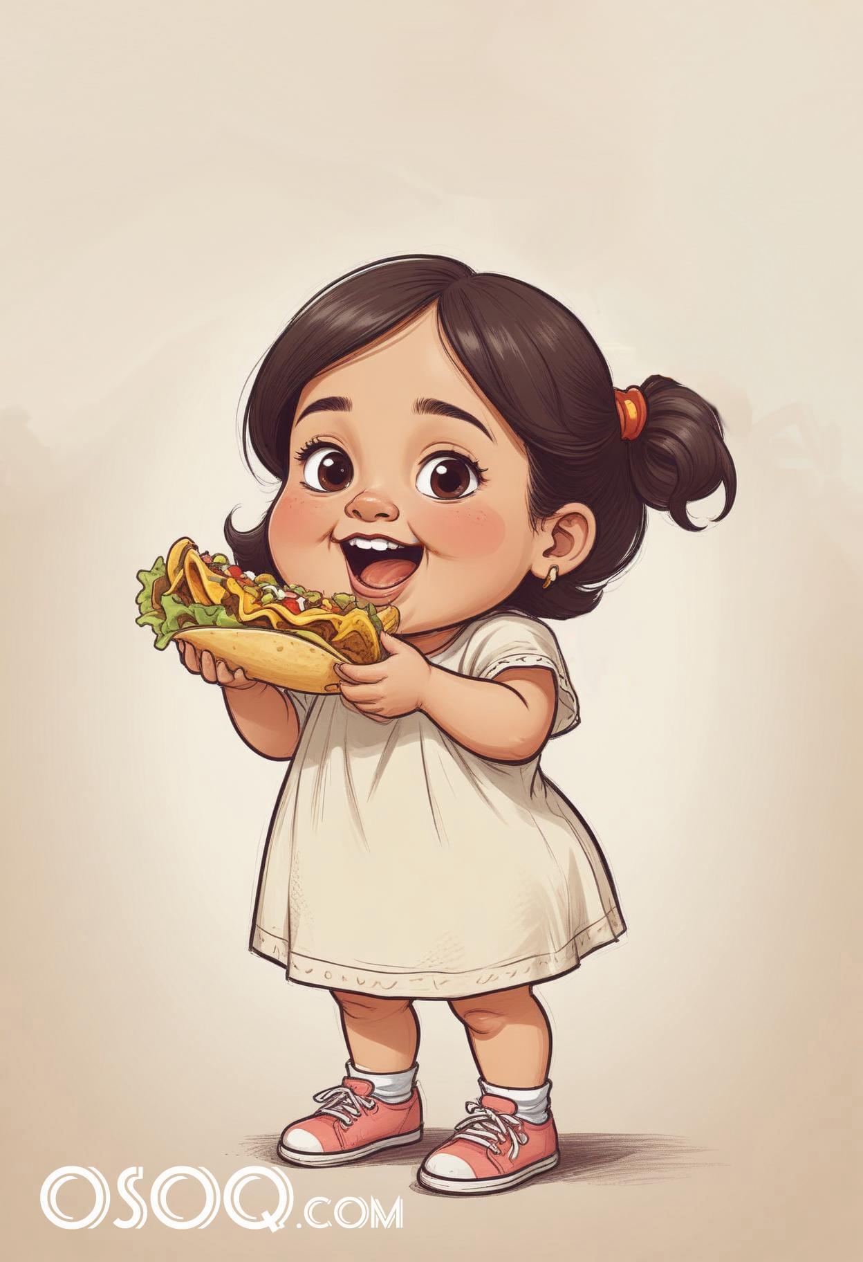 Cute mexican kid cartoon caricature drawing 20