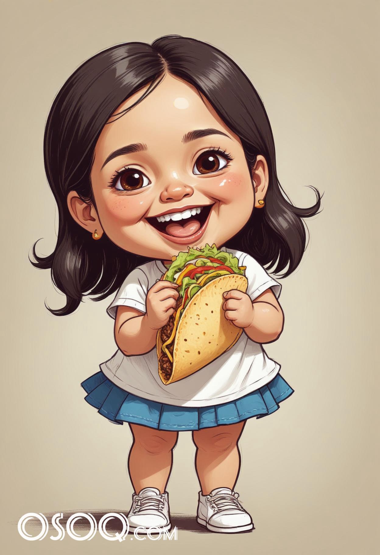 Cute mexico girl cartoon caricature drawing 10