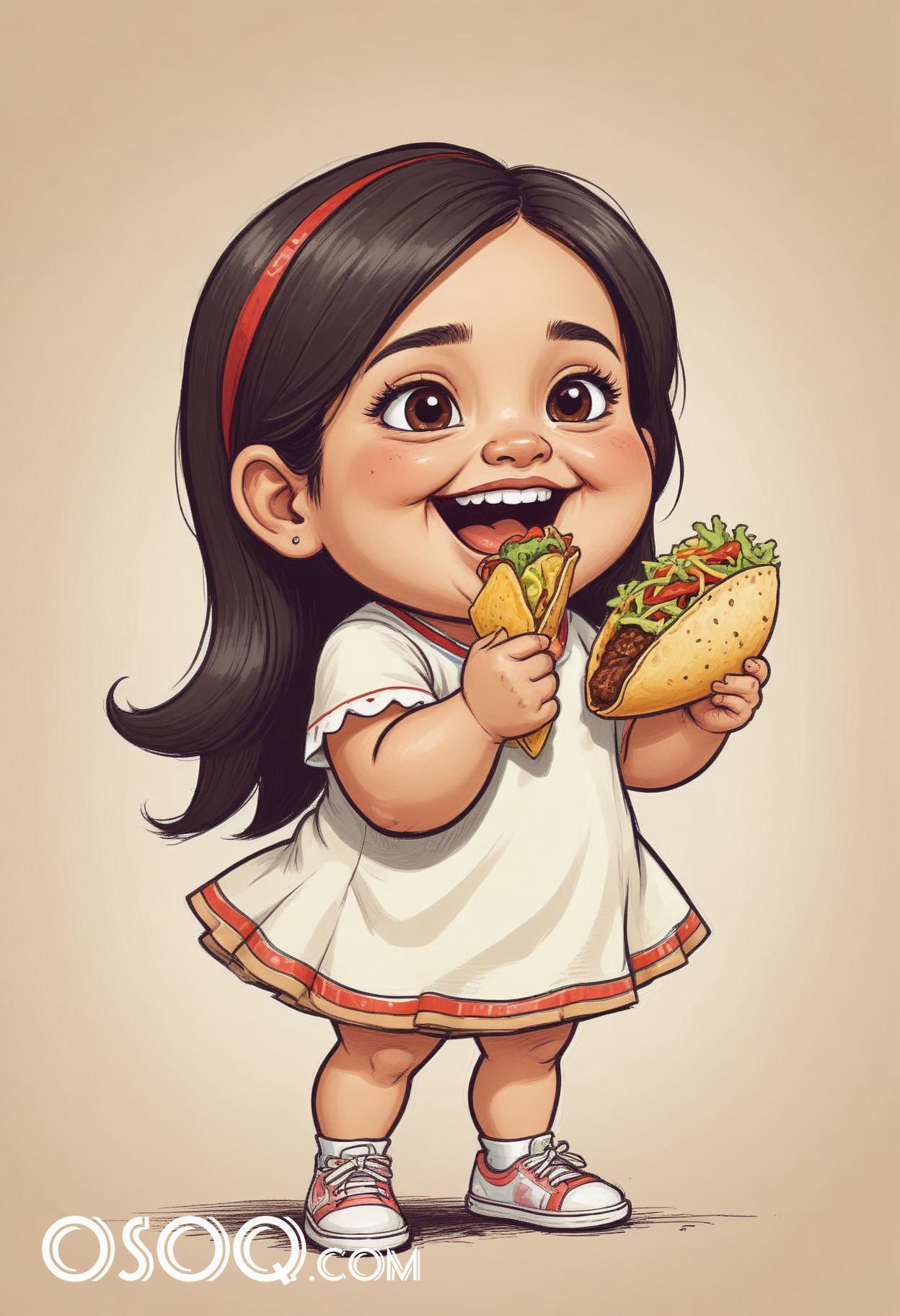 Cute mexico girl cartoon caricature drawing 13