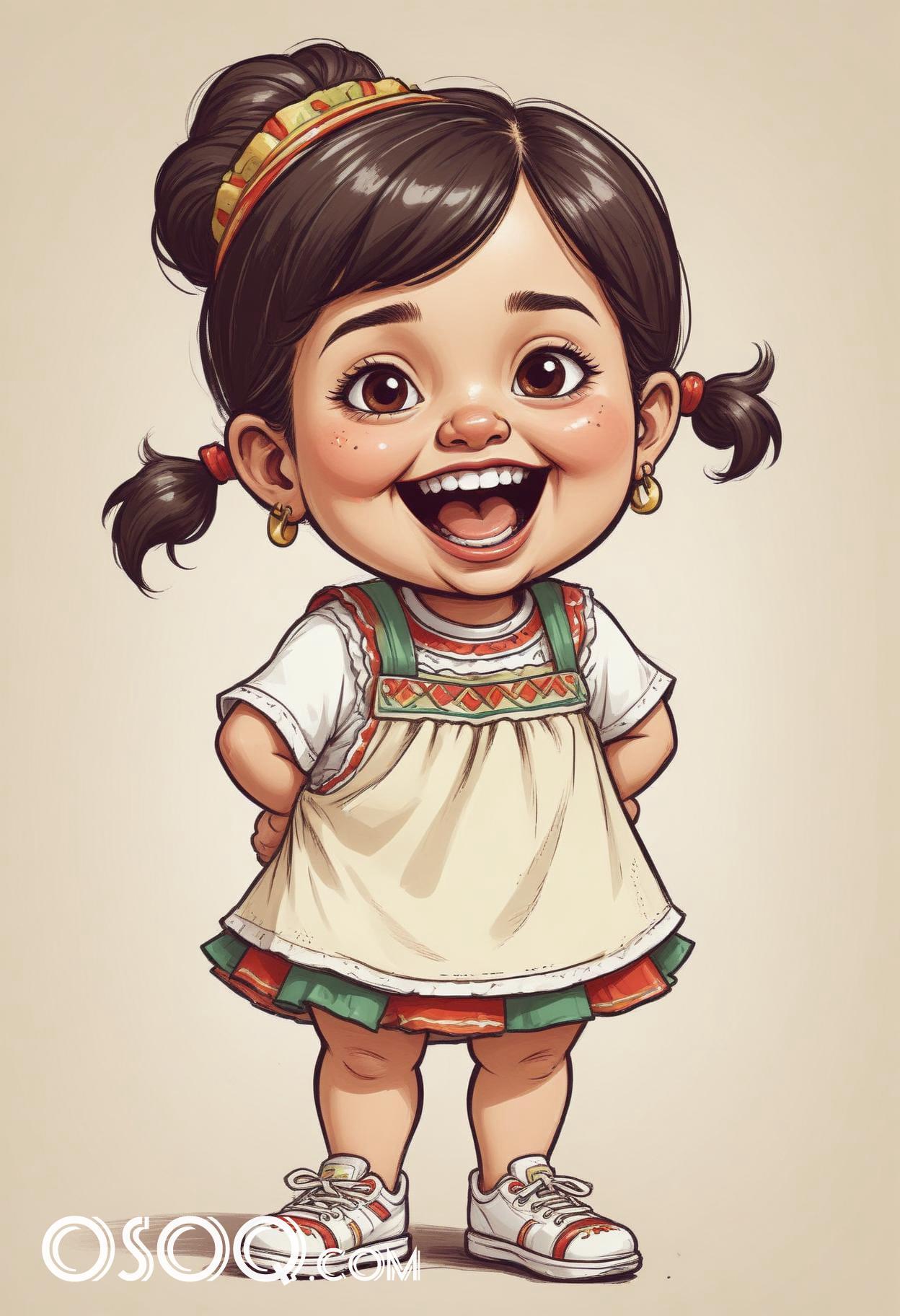 Cute mexico girl cartoon caricature drawing 20