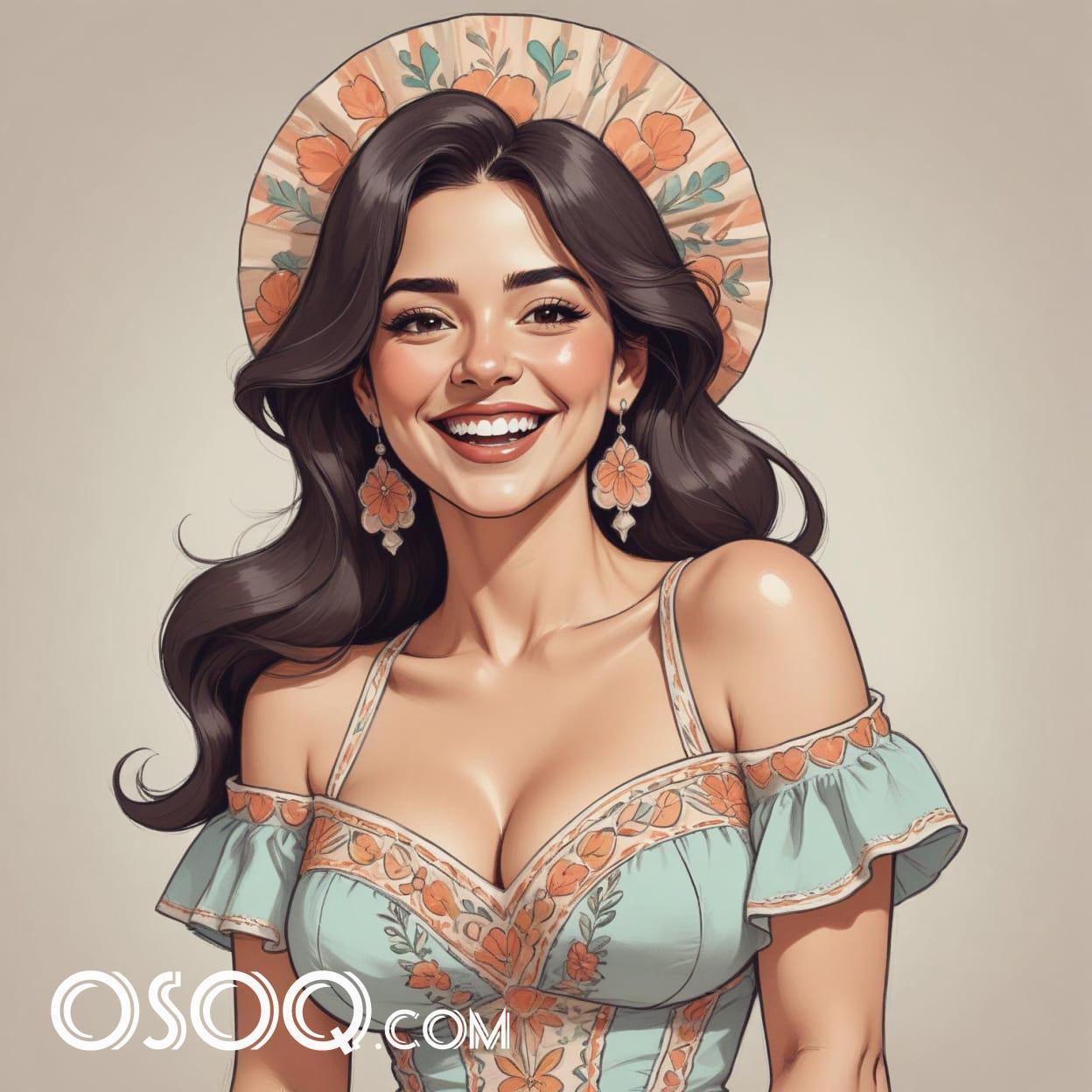 Drawing mexican girl cartoon caricature 12