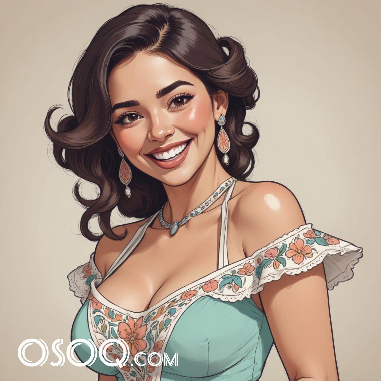 Drawing of a mexican girl cartoon caricature 12