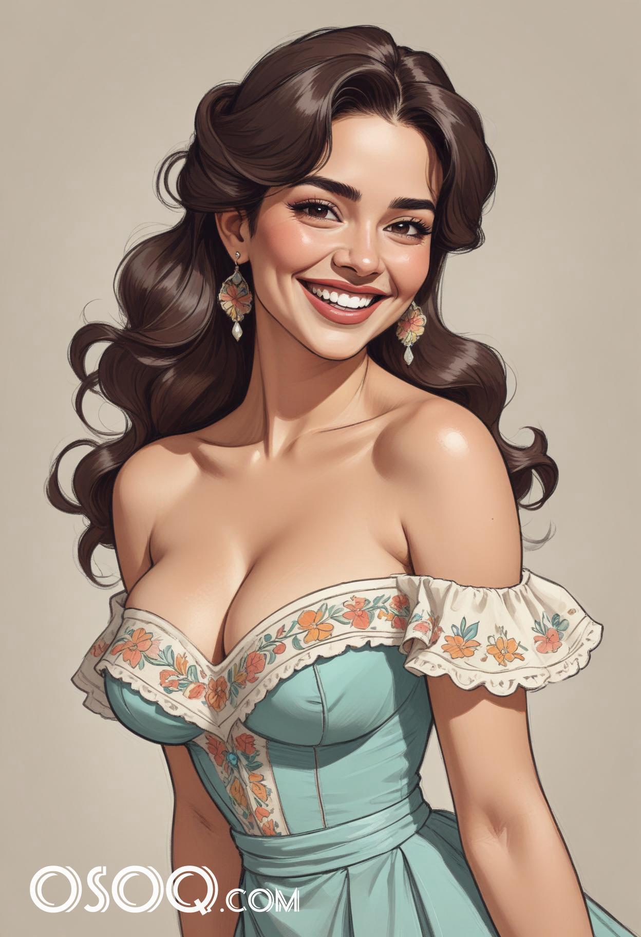 Drawing of a mexican girl cartoon caricature 18