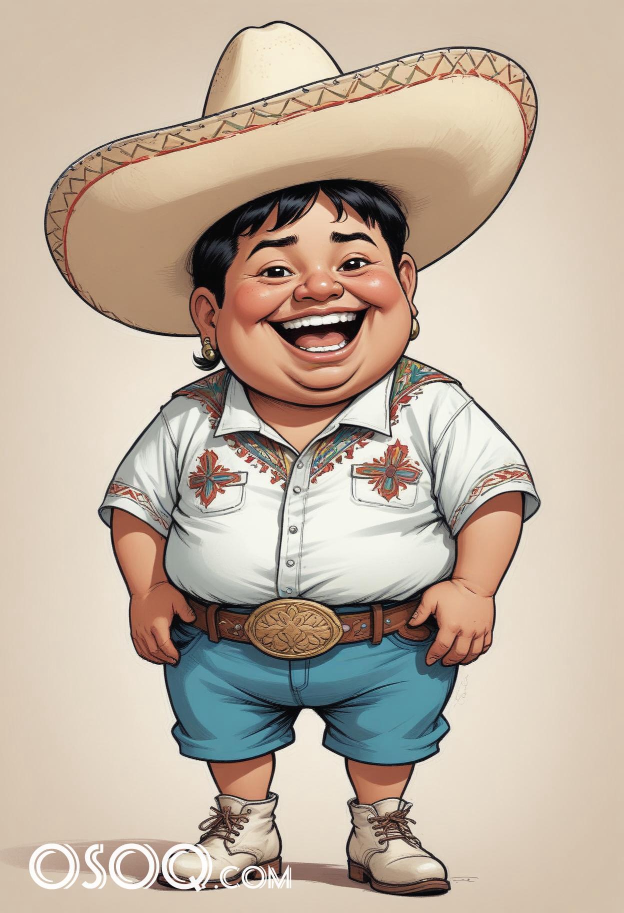 Mexican boy cartoon caricature drawing 01