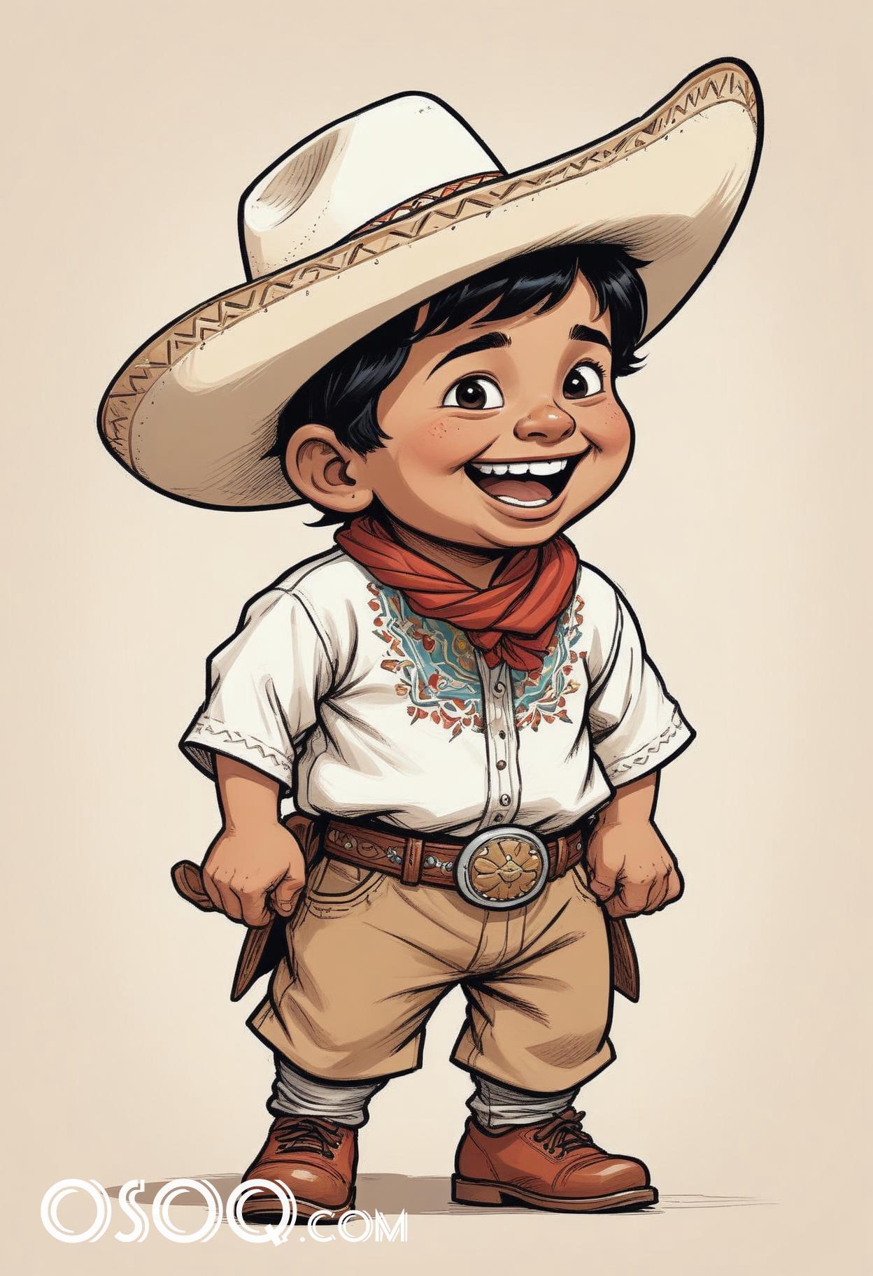 Mexican boy cartoon caricature drawing 08