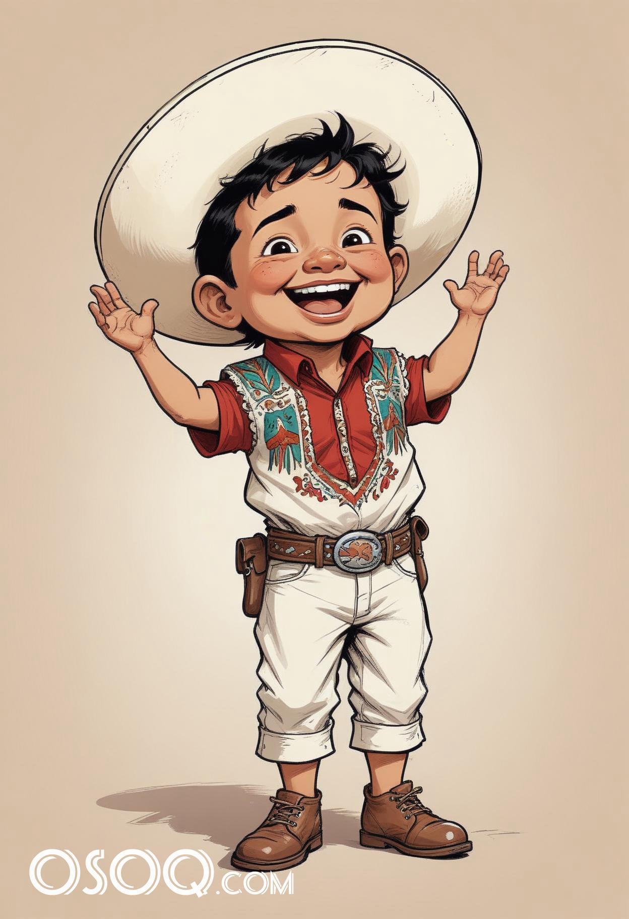 Mexican boy cartoon caricature drawing 09