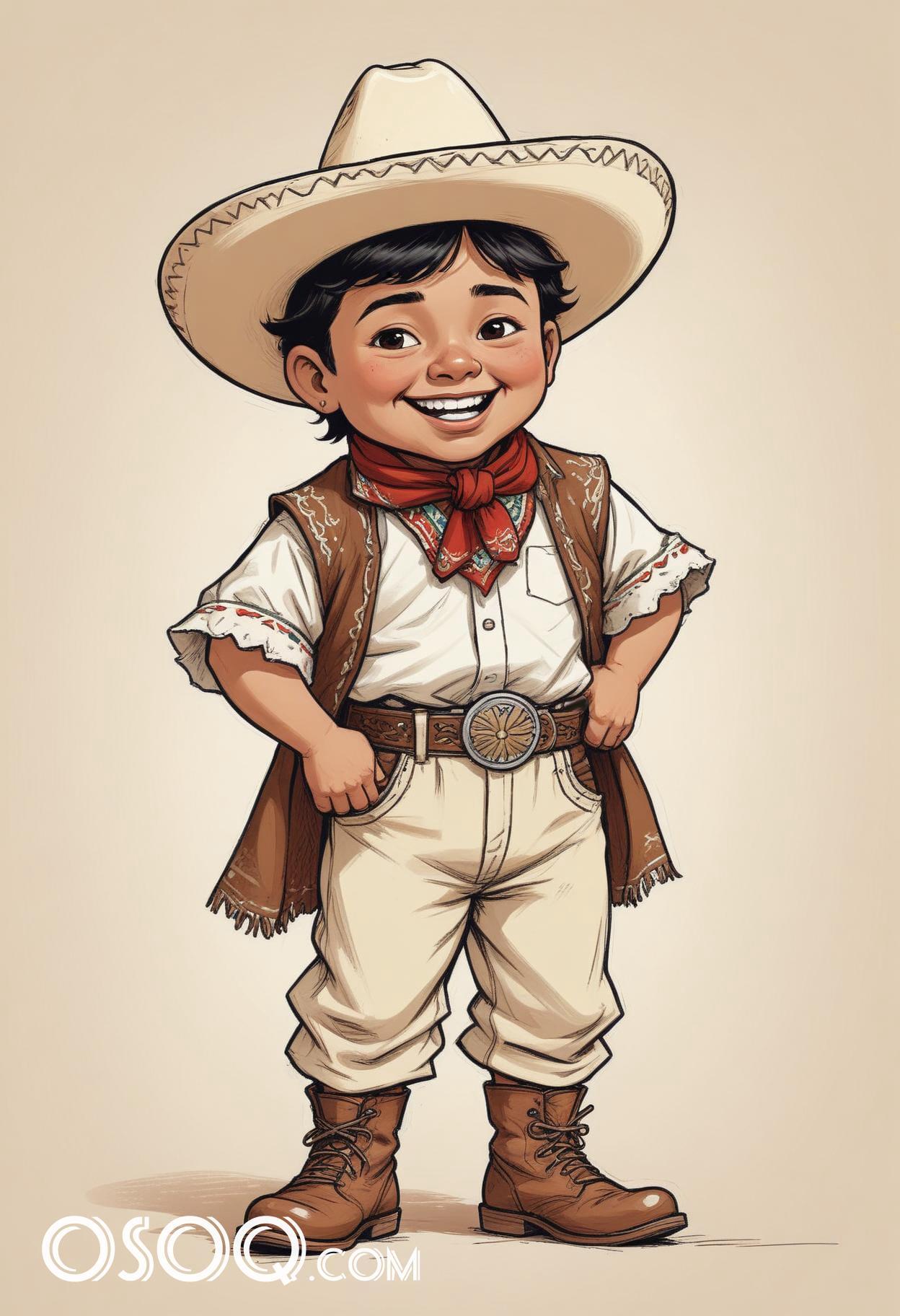 Mexican boy cartoon caricature drawing 10